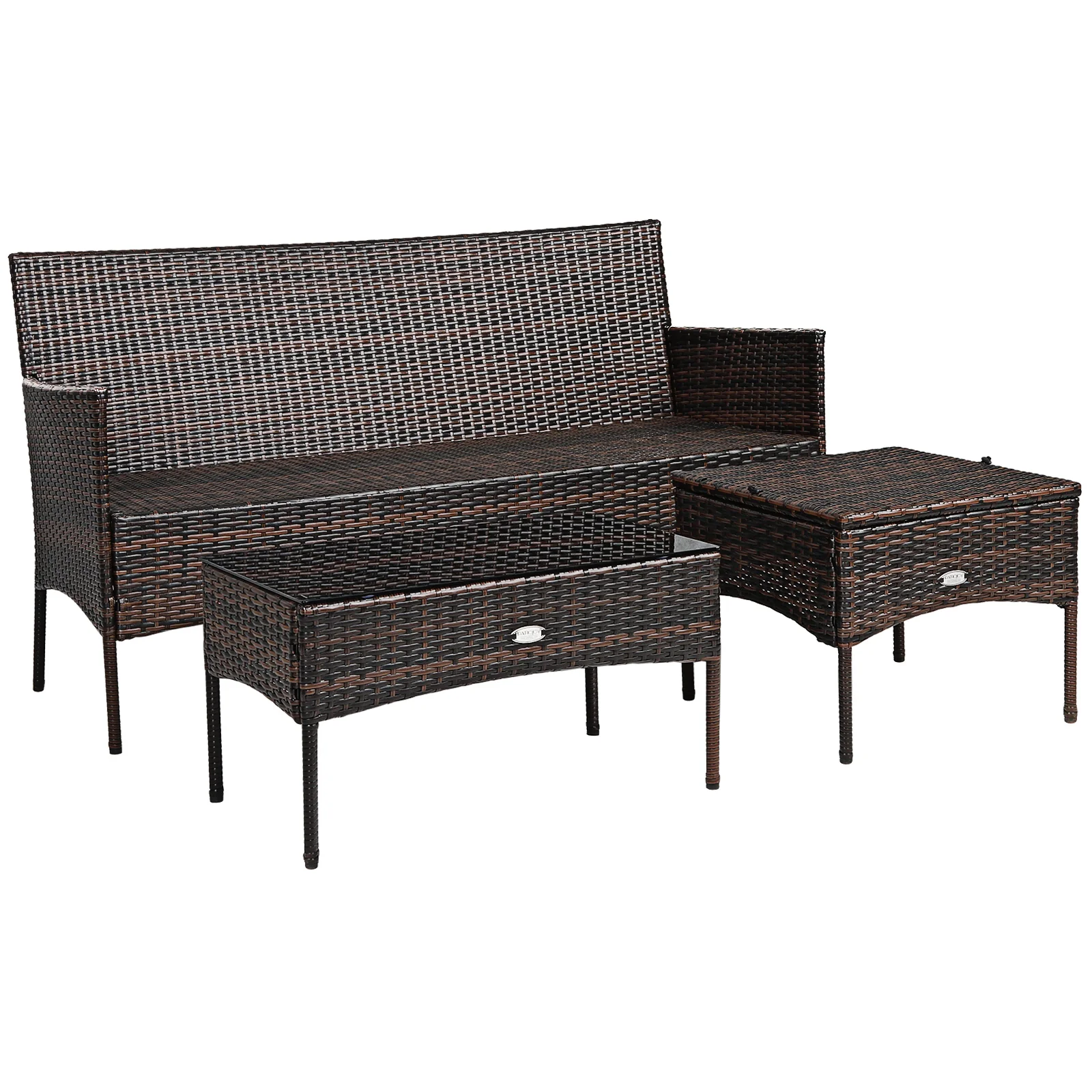 3 Piece Patio Sectional Set, With 5 Cushions, Black - Image 4
