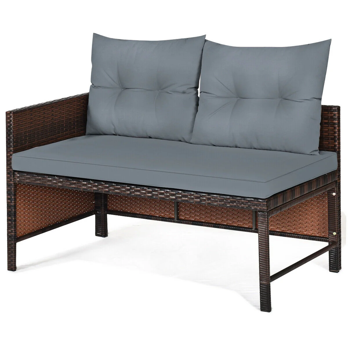 3 Piece Patio Wicker Rattan Sofa Set, Gray - Image 10