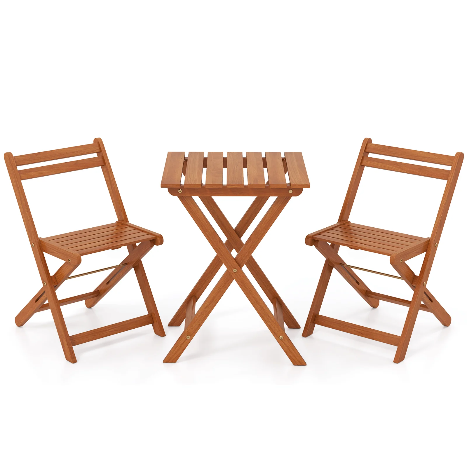 3 Piece Solid Wood Furniture Set, 2 Folding Chairs - Image 5