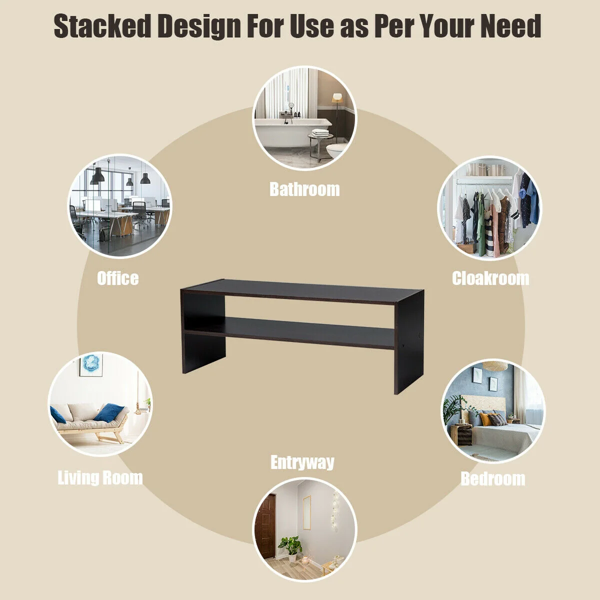 3 Piece Stackable Multi-Shape Shoe Rack, 31-Inch, Brown - Image 7