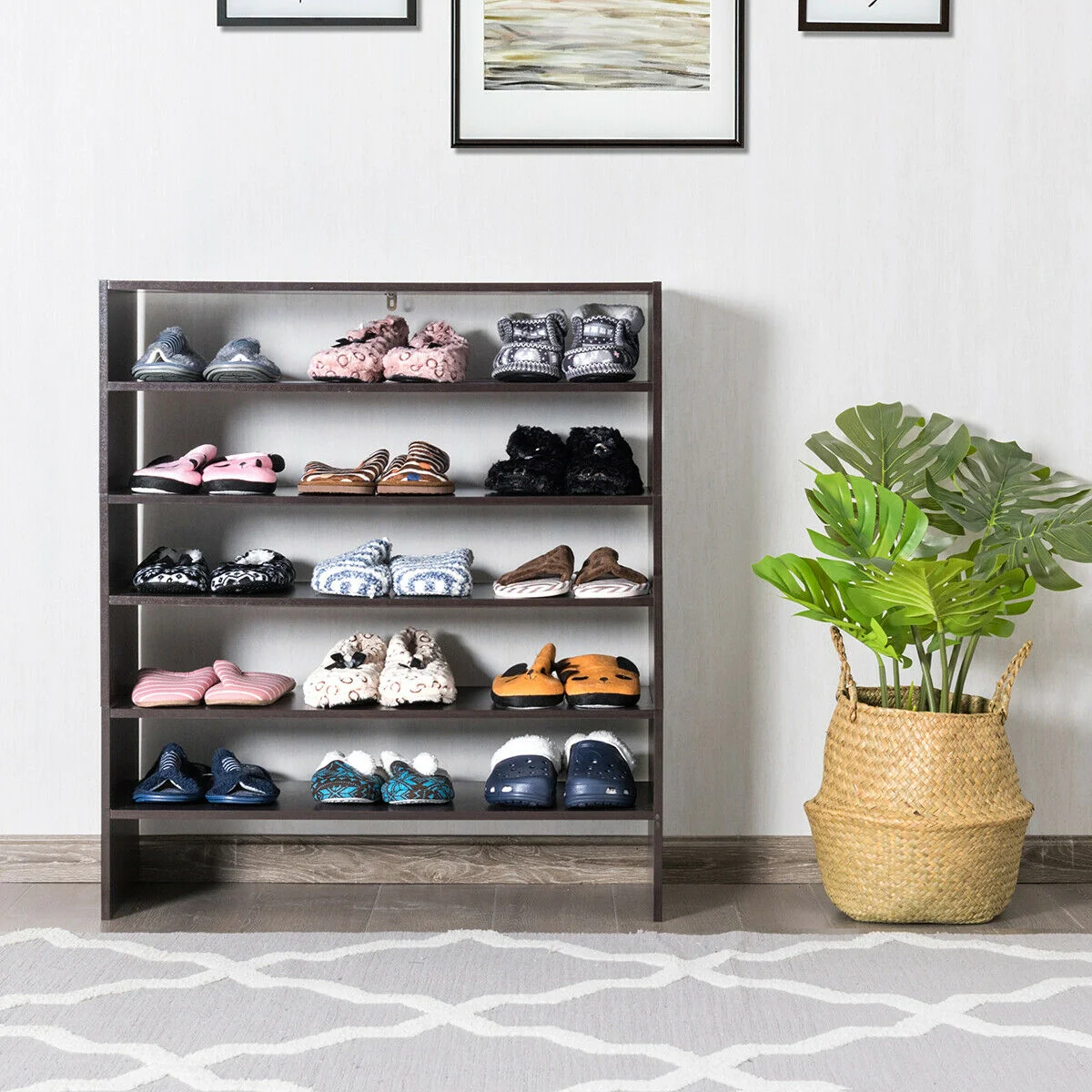 3 Piece Stackable Multi-Shape Shoe Rack, 31-Inch, Brown - Image 9