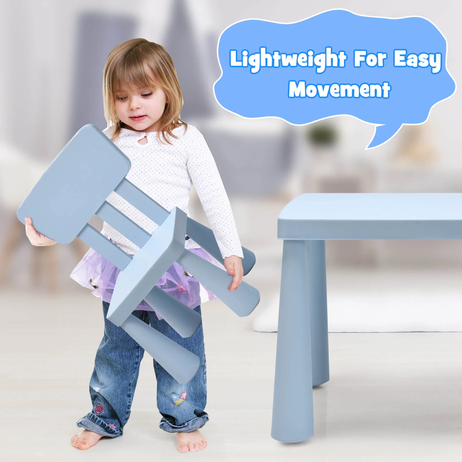 3-Piece Toddler Activity Table And Chair Set, Blue - Image 8