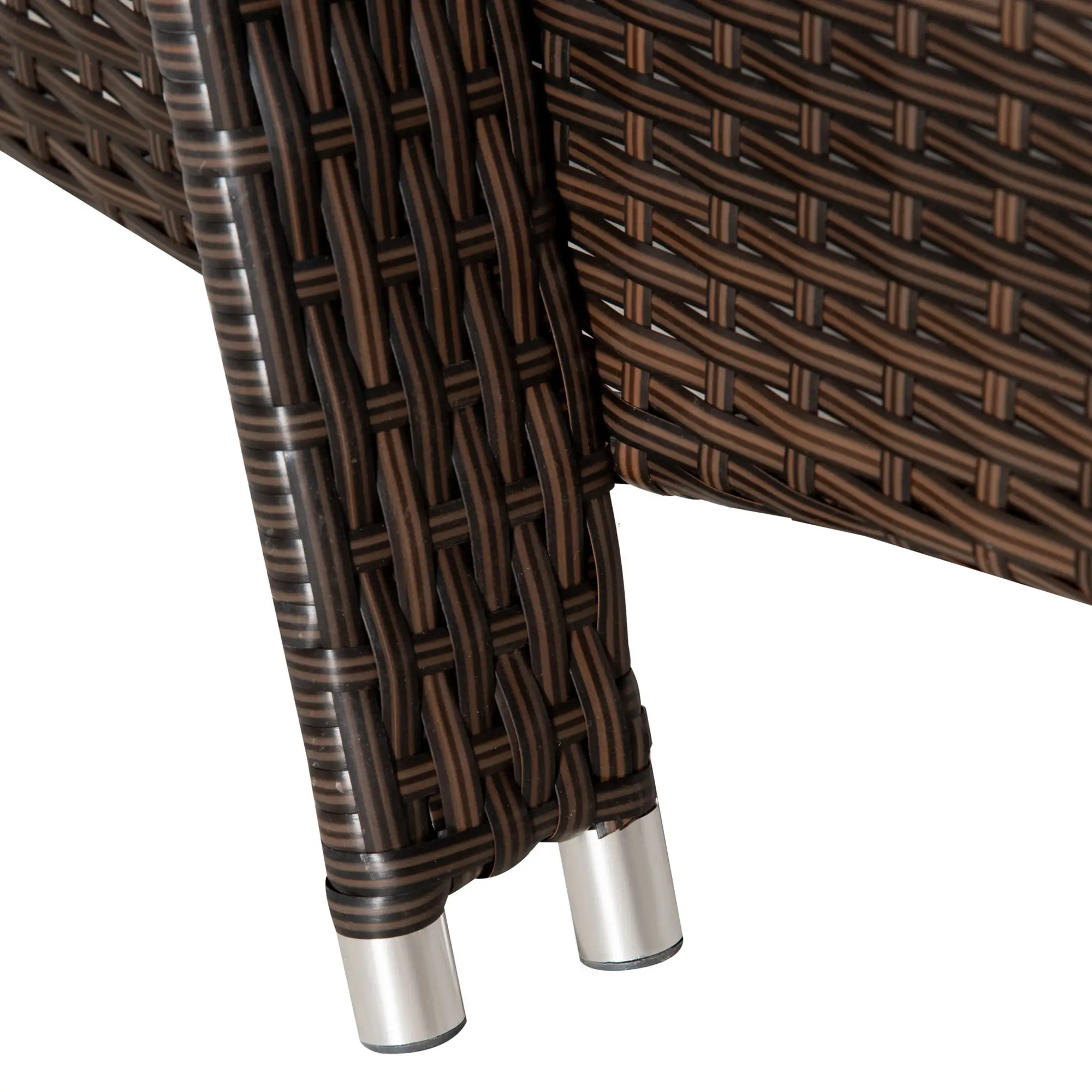 3-Piece Wicker Patio Lounger Set with Table, PE Rattan, Brown/Blue - Image 10