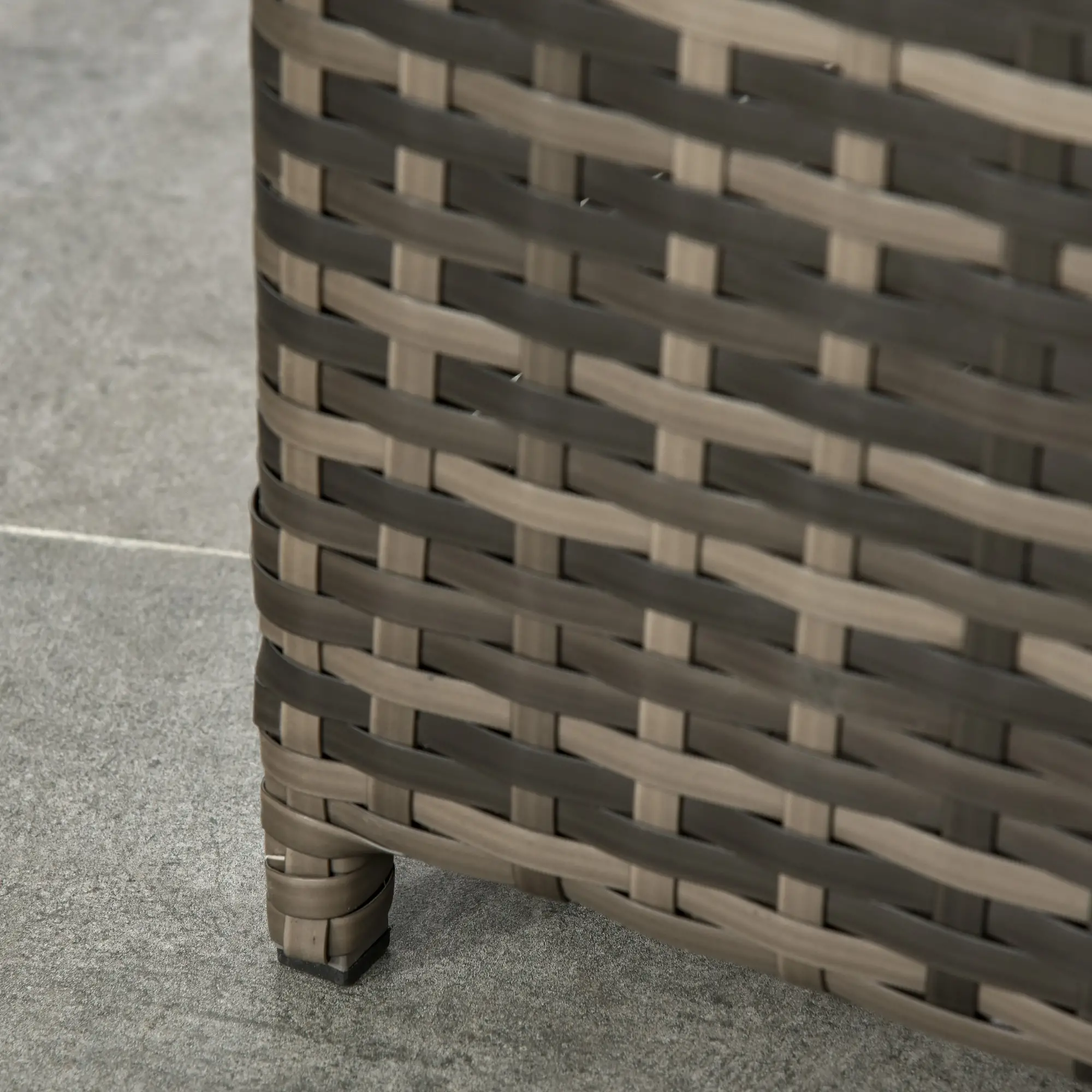 3-Piece Wicker Patio Set, Rattan Bistro with Storage Table, Grey - Image 10
