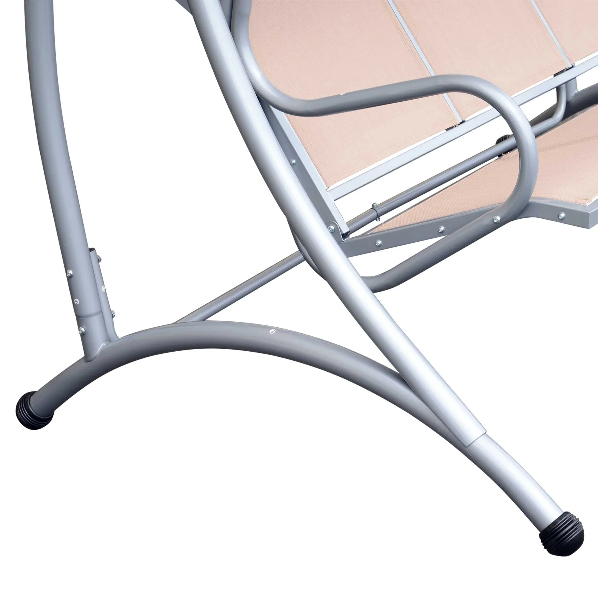 3 Seat Metal Swing Chair Hammock, Canopy Cover, Heavy Duty, Patio Garden Outdoor, Beige - Image 10