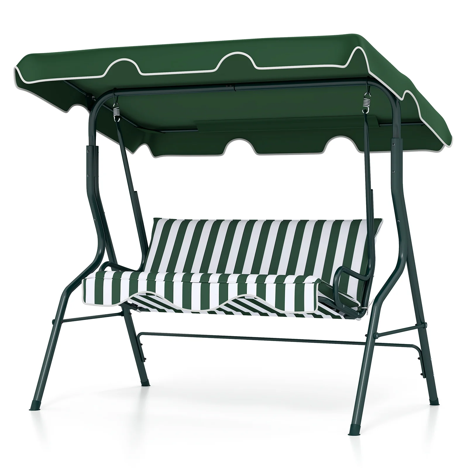 3 Seats Patio Canopy Swing, Green - Image 5
