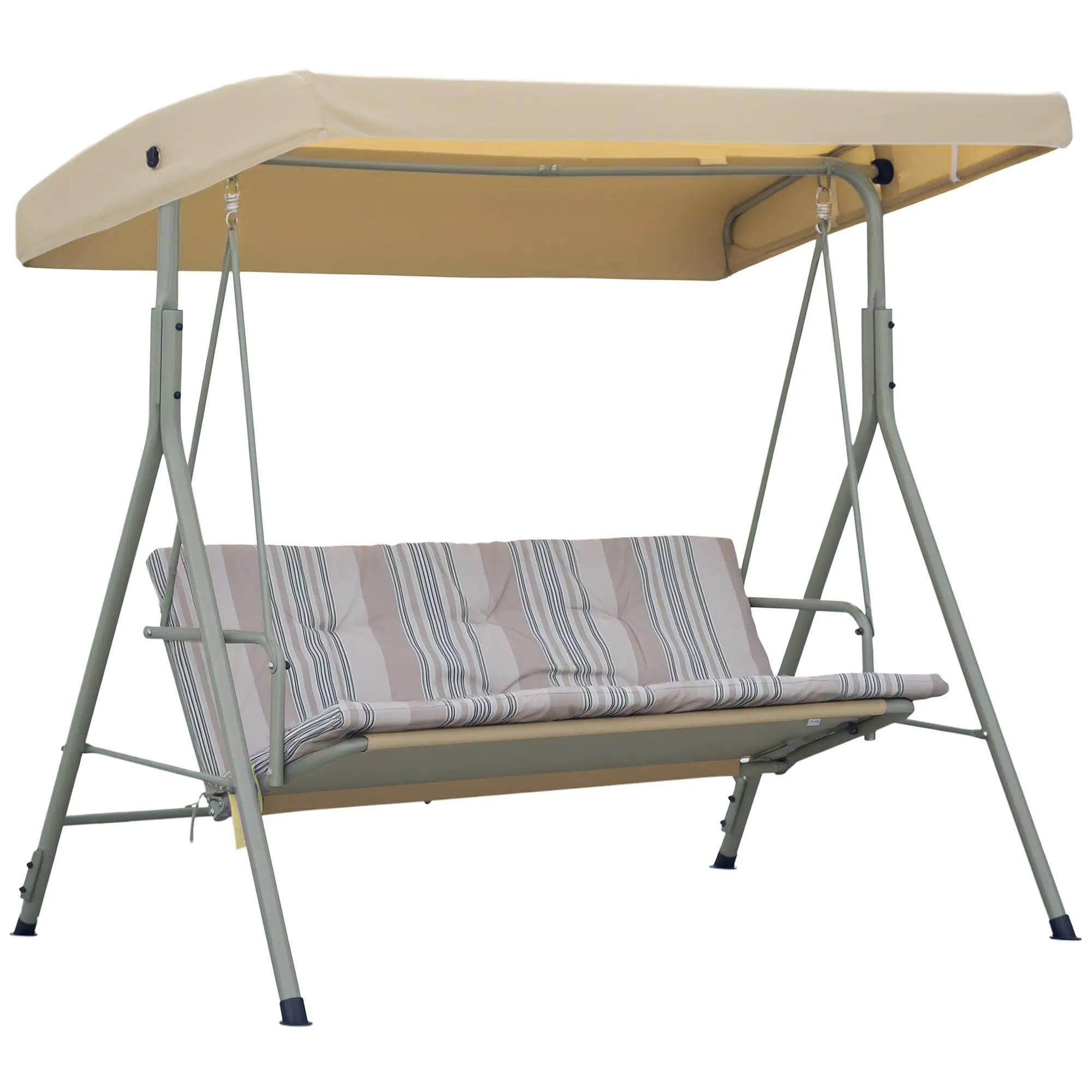 3-Seat Patio Swing Chair, Adjustable Canopy, Light Brown - Image 11