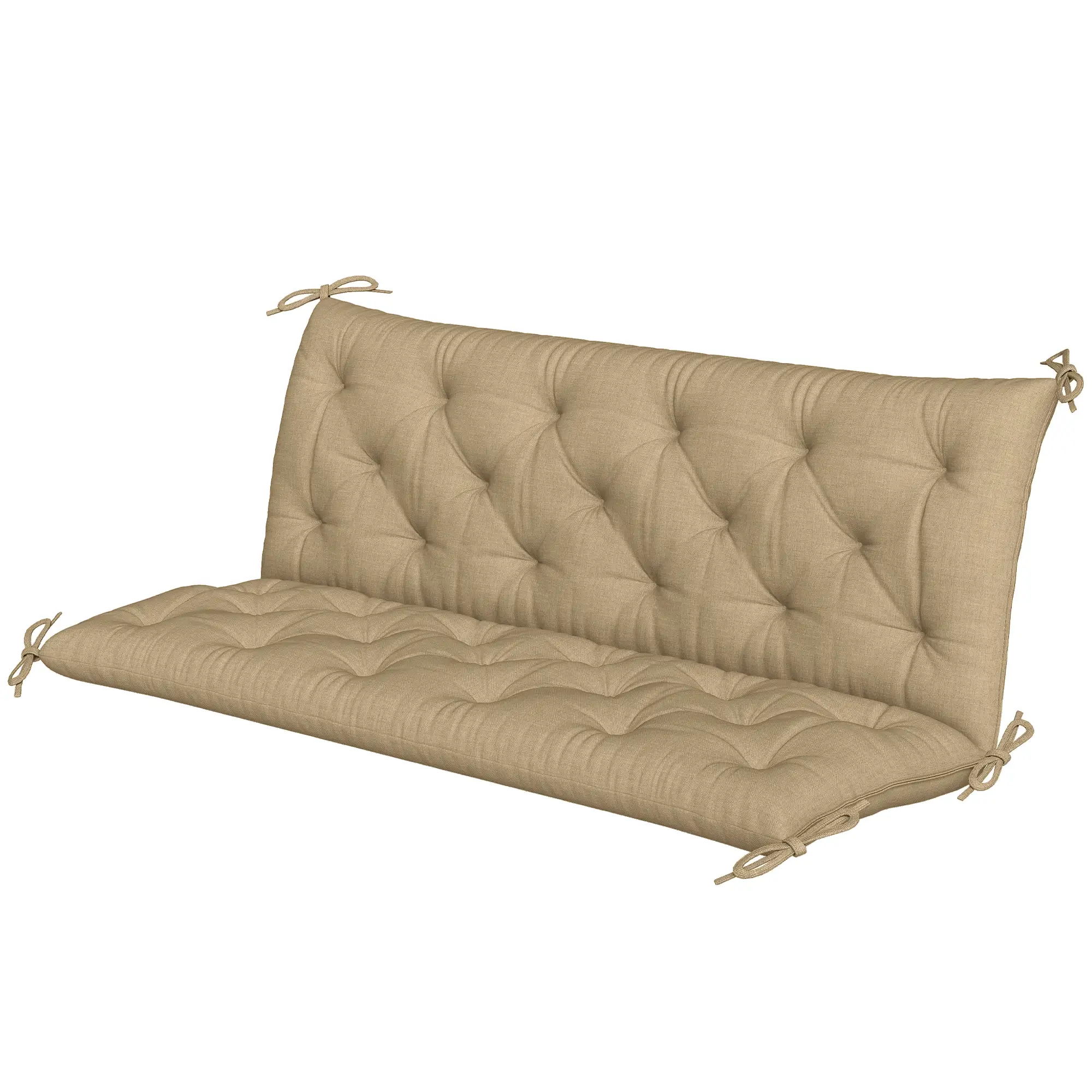 3-Seater Bench Swing Replacement Cushions, Patio Garden, Beige - Image 11