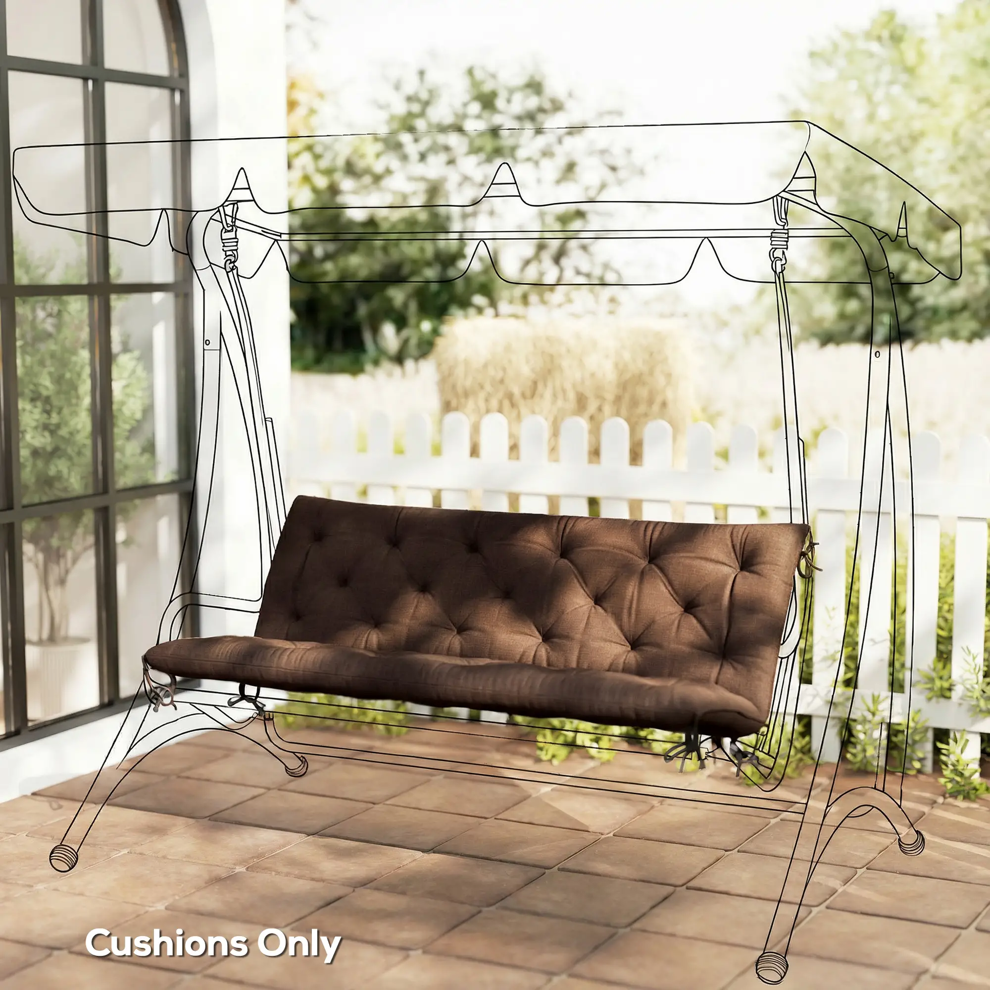 3-Seater Outdoor Bench Swing Chair Replacement Cushions, Patio Garden - Image 8
