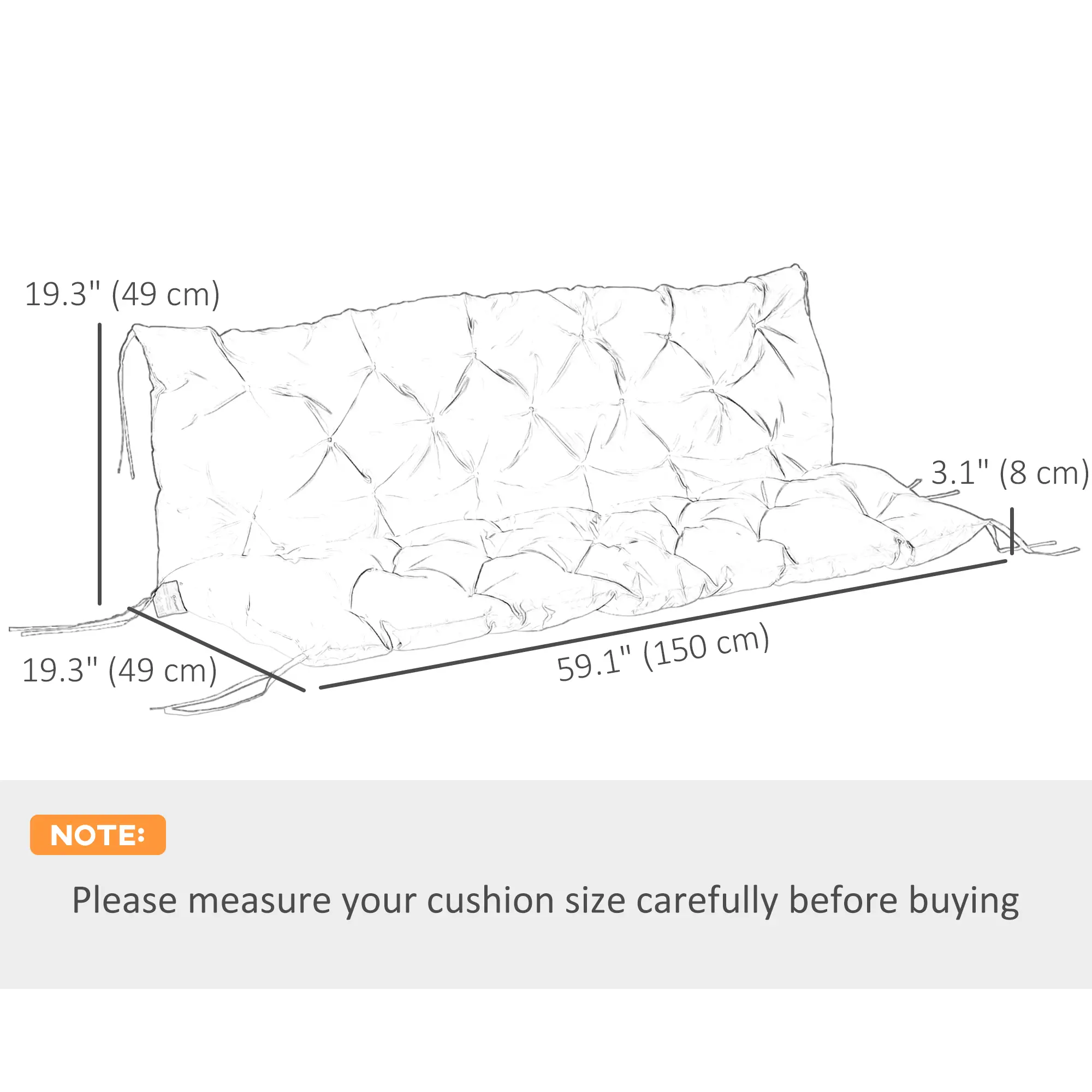 3-Seater Outdoor Bench Swing Cushions, Light Green - Image 3