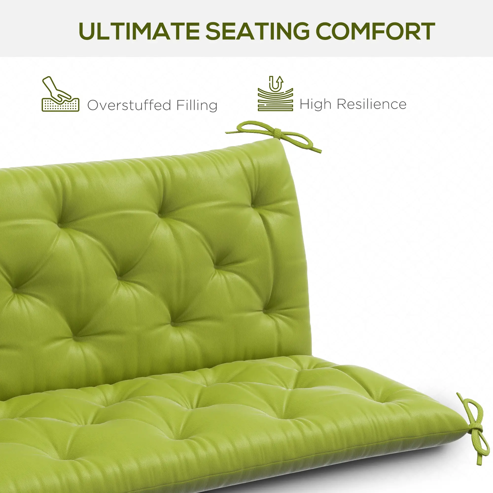 3-Seater Outdoor Bench Swing Cushions, Light Green - Image 5