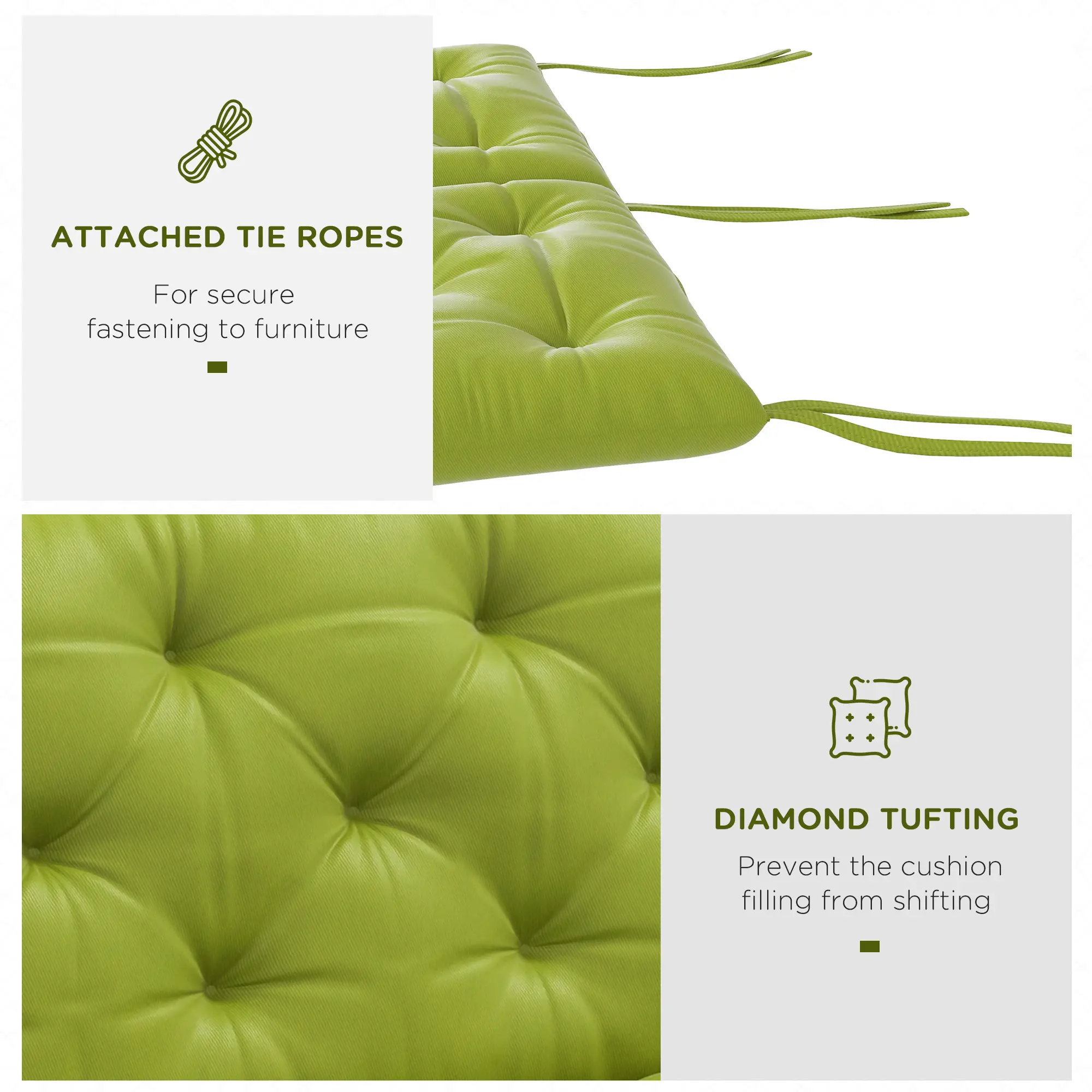 3-Seater Outdoor Bench Swing Cushions, Light Green - Image 6