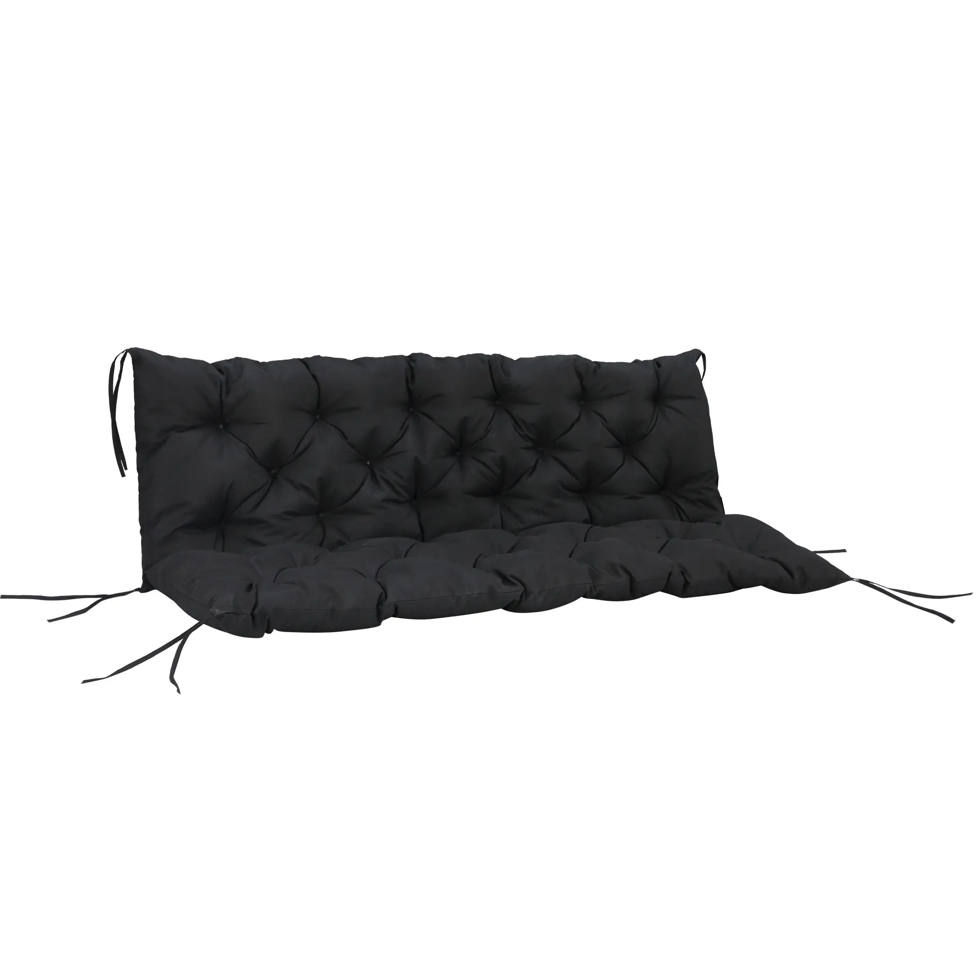 Porch Swing Cushion Garden Bench Cushion with Backrest, Non-Slip 3-Seater Thick Pad, Swing Chair Mat Replacement for Indoor and Outdoor, 59.1" x 38.6", Black
