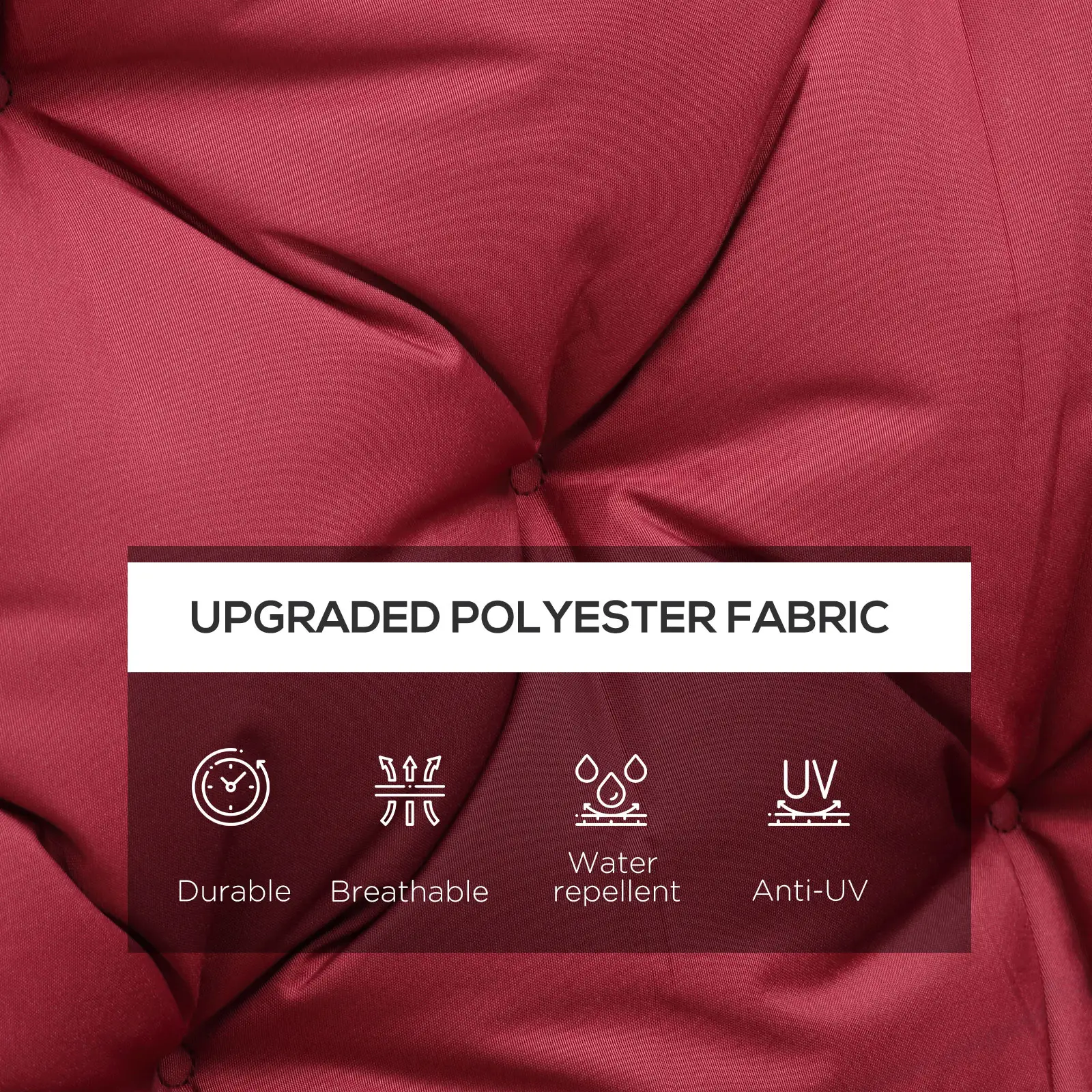 3 Seater Outdoor Swing Cushions, Backrest, Patio Furniture, Wine Red - Image 4