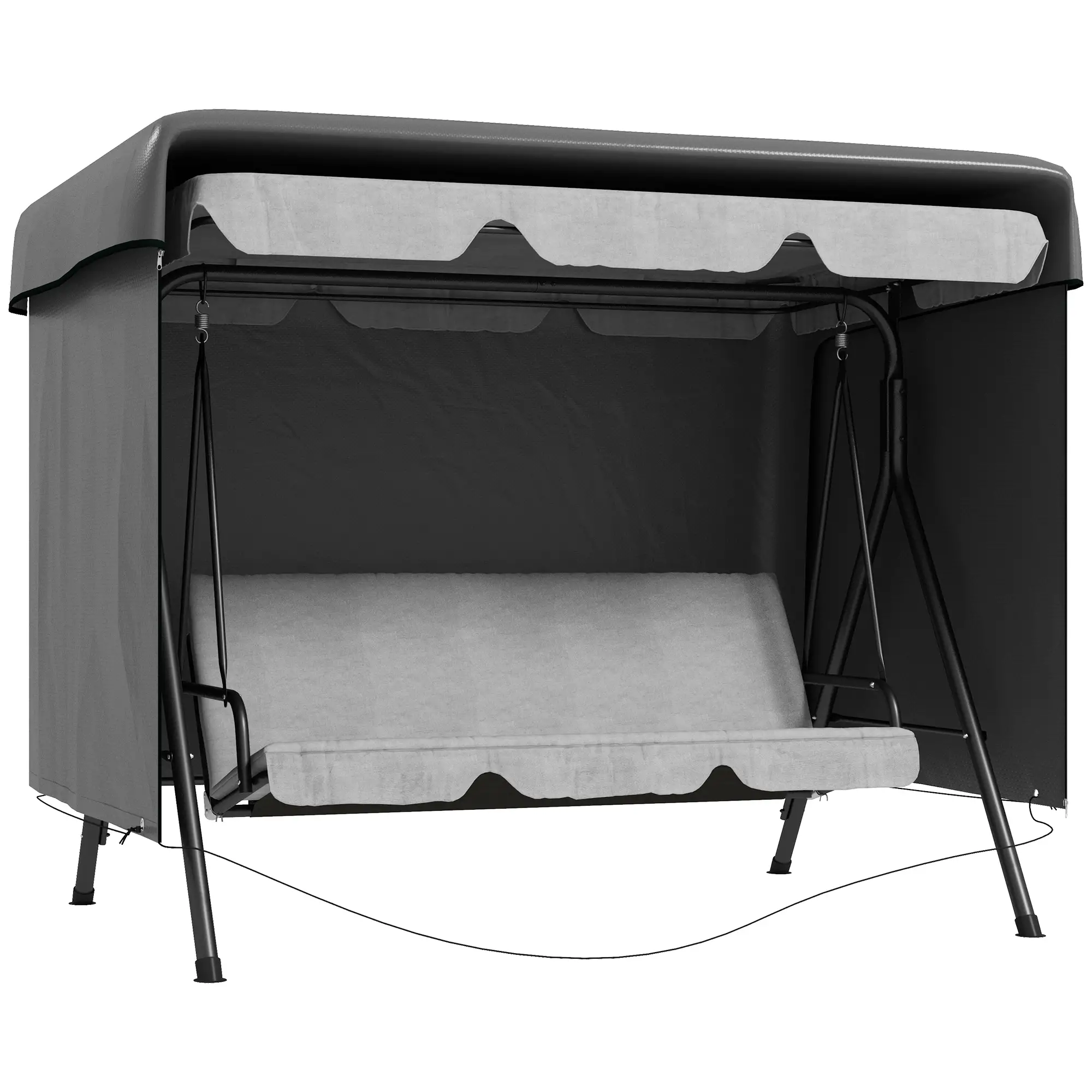 3-Seater Patio Swing Cover, Waterproof, 85" x 61" x 59", Dark Grey - Image 11