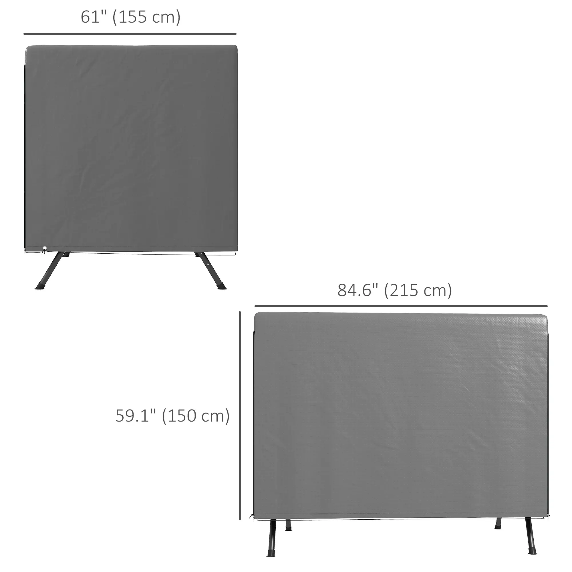 3-Seater Patio Swing Cover, Waterproof, 85" x 61" x 59", Dark Grey - Image 3