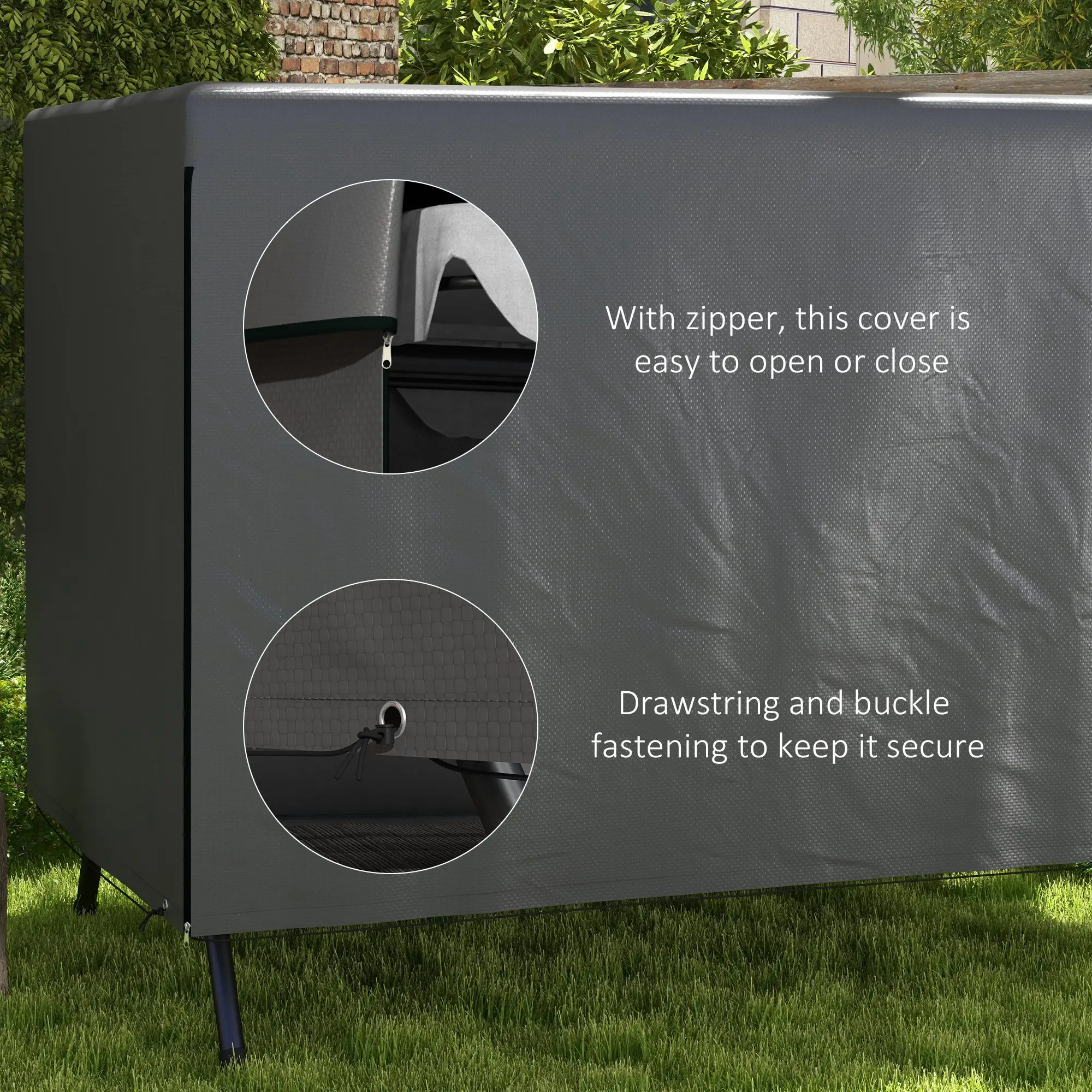 3-Seater Patio Swing Cover, Waterproof, 85" x 61" x 59", Dark Grey - Image 5