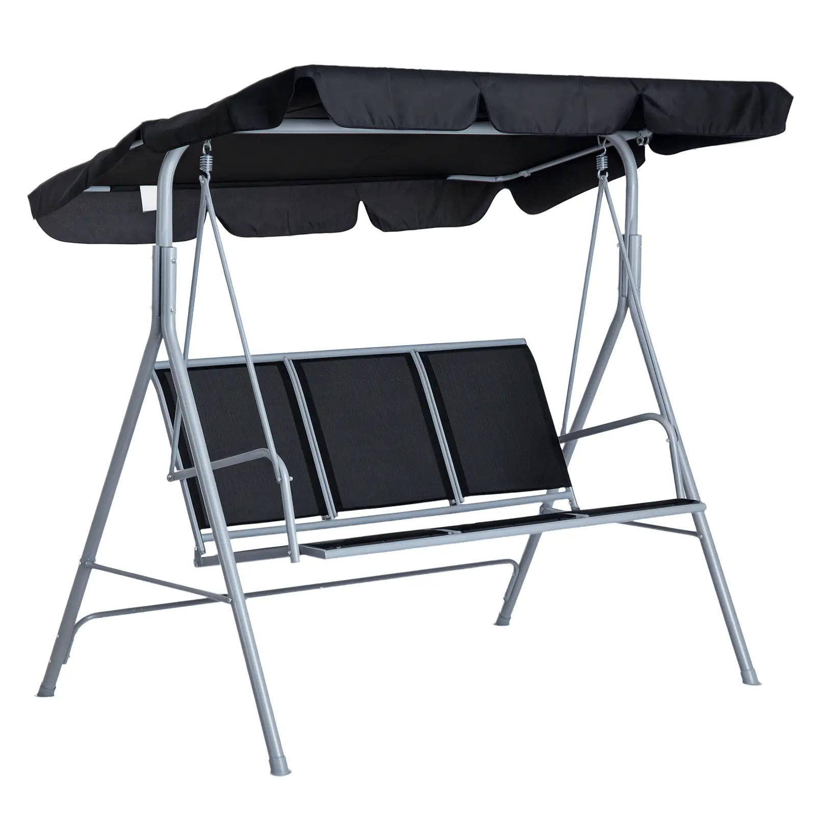 3-Seater Patio Swing, Outdoor Swing Chair, Black