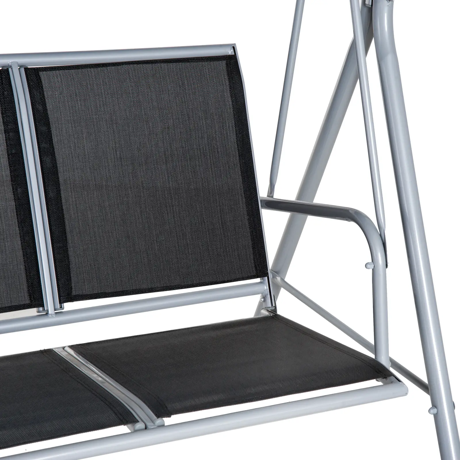 3-Seater Patio Swing, Outdoor Swing Chair, Black - Image 10