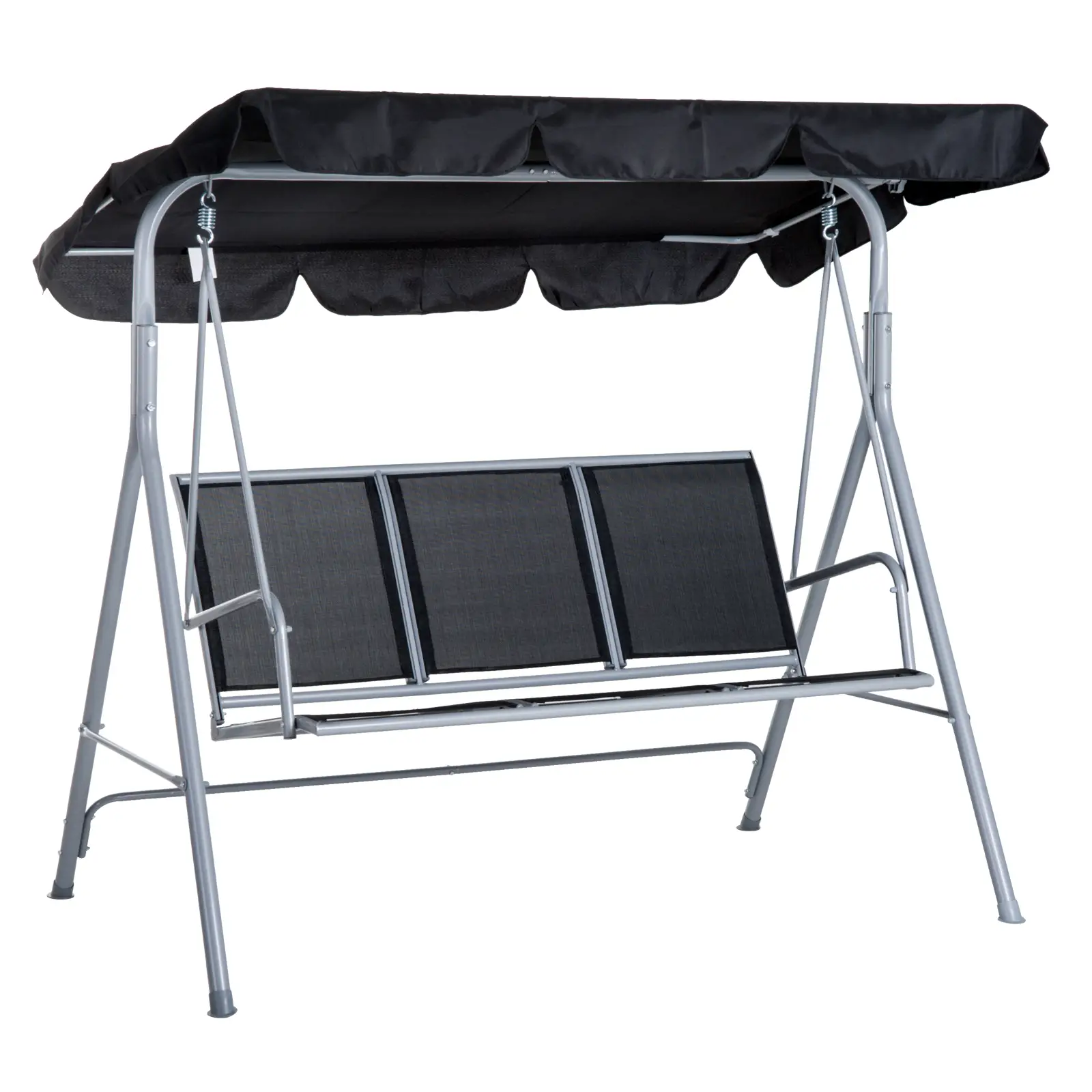 3-Seater Patio Swing, Outdoor Swing Chair, Black - Image 11