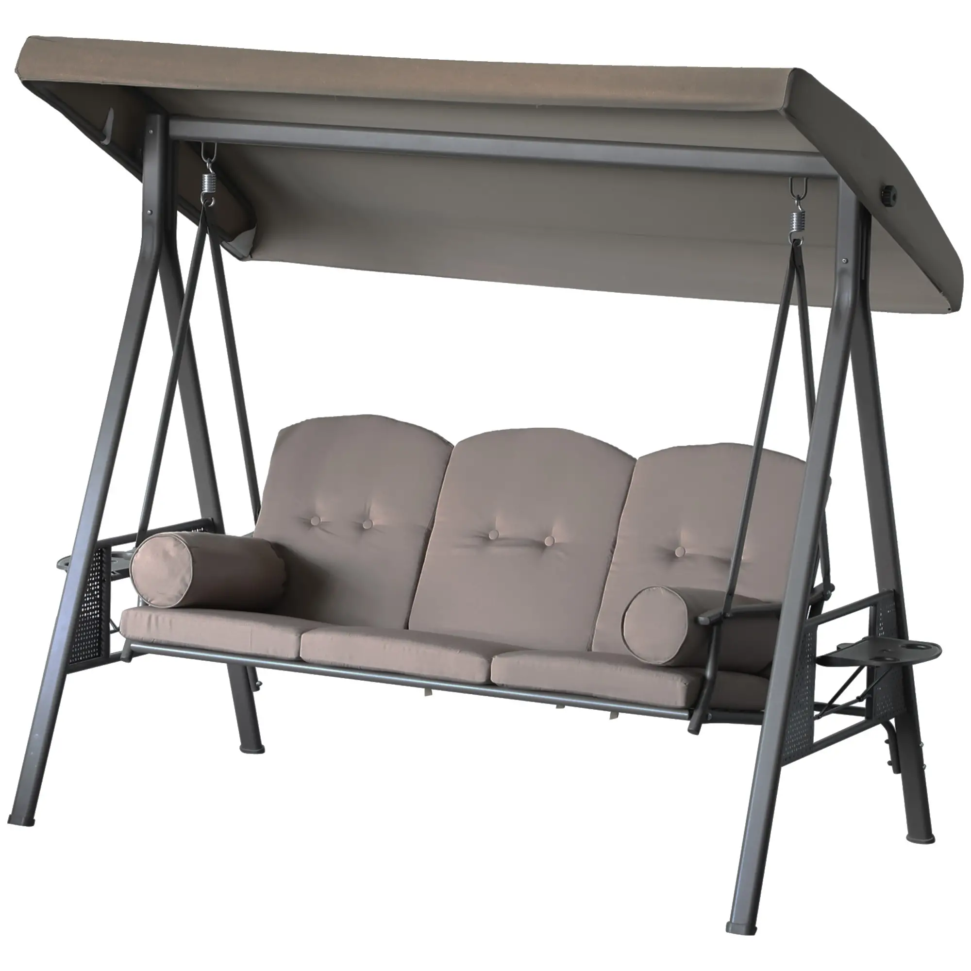 3 Seater Porch Swing, Heavy Duty, Outdoor Lounge Hammock, Brown - Image 11