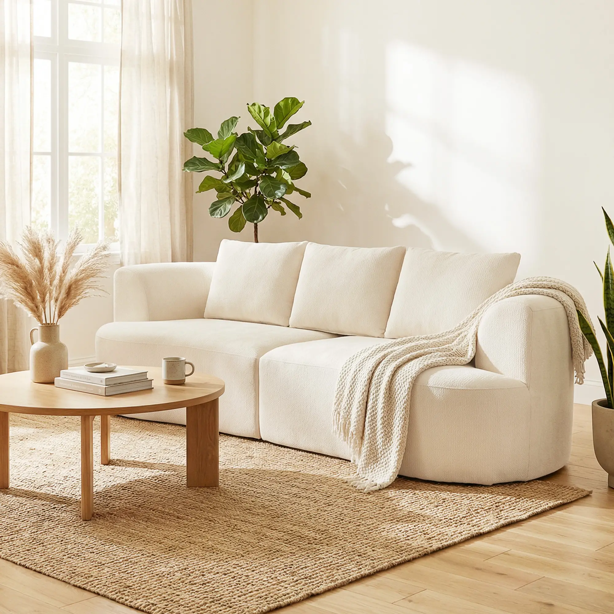 3 Seater Sofa, 102" Cream White, Chenille Couch With Spring Cushions, Cream White - Image 8