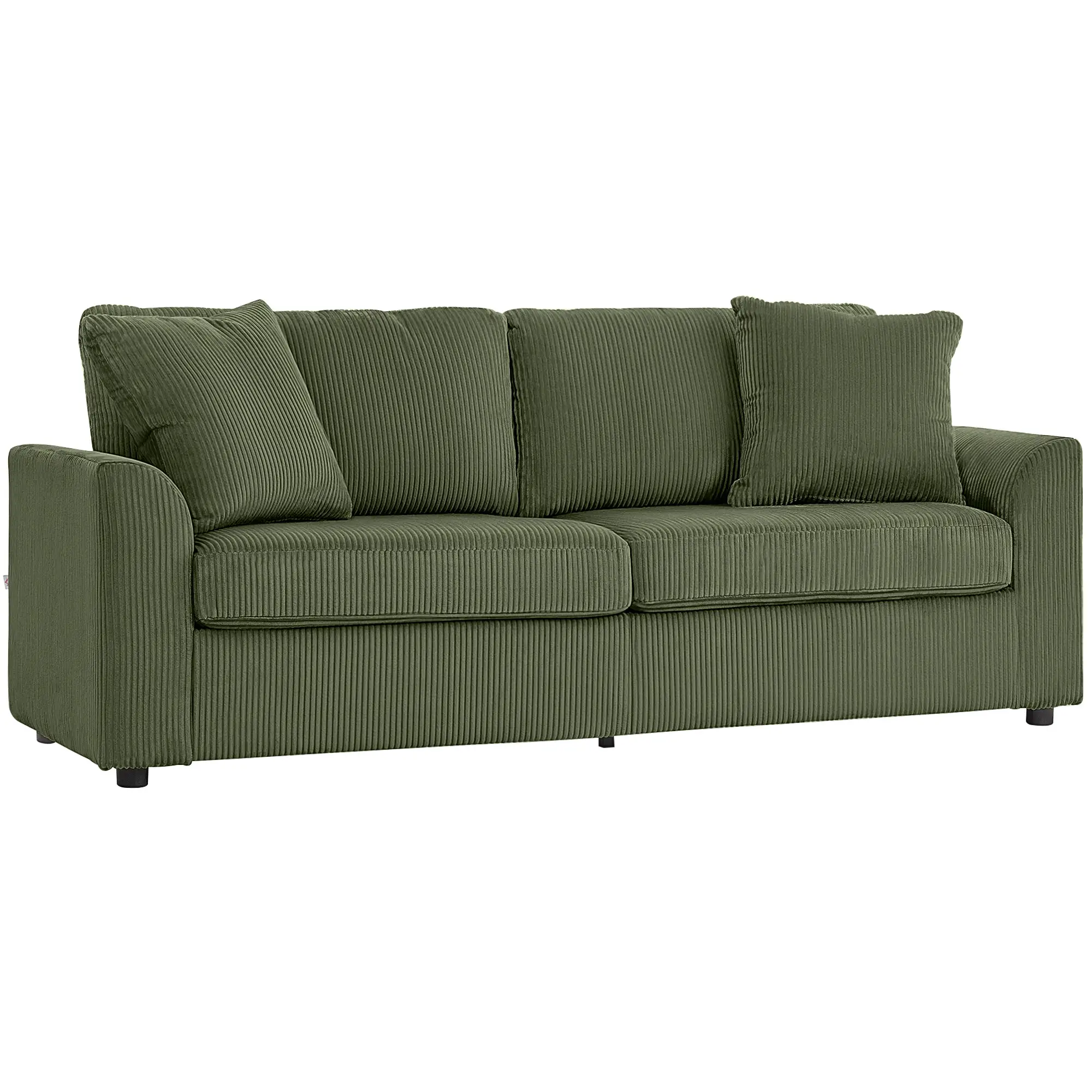 3 Seater Sofa, 83.5" Upholstered Couch, Pocket Spring, 2 Cushions, Green