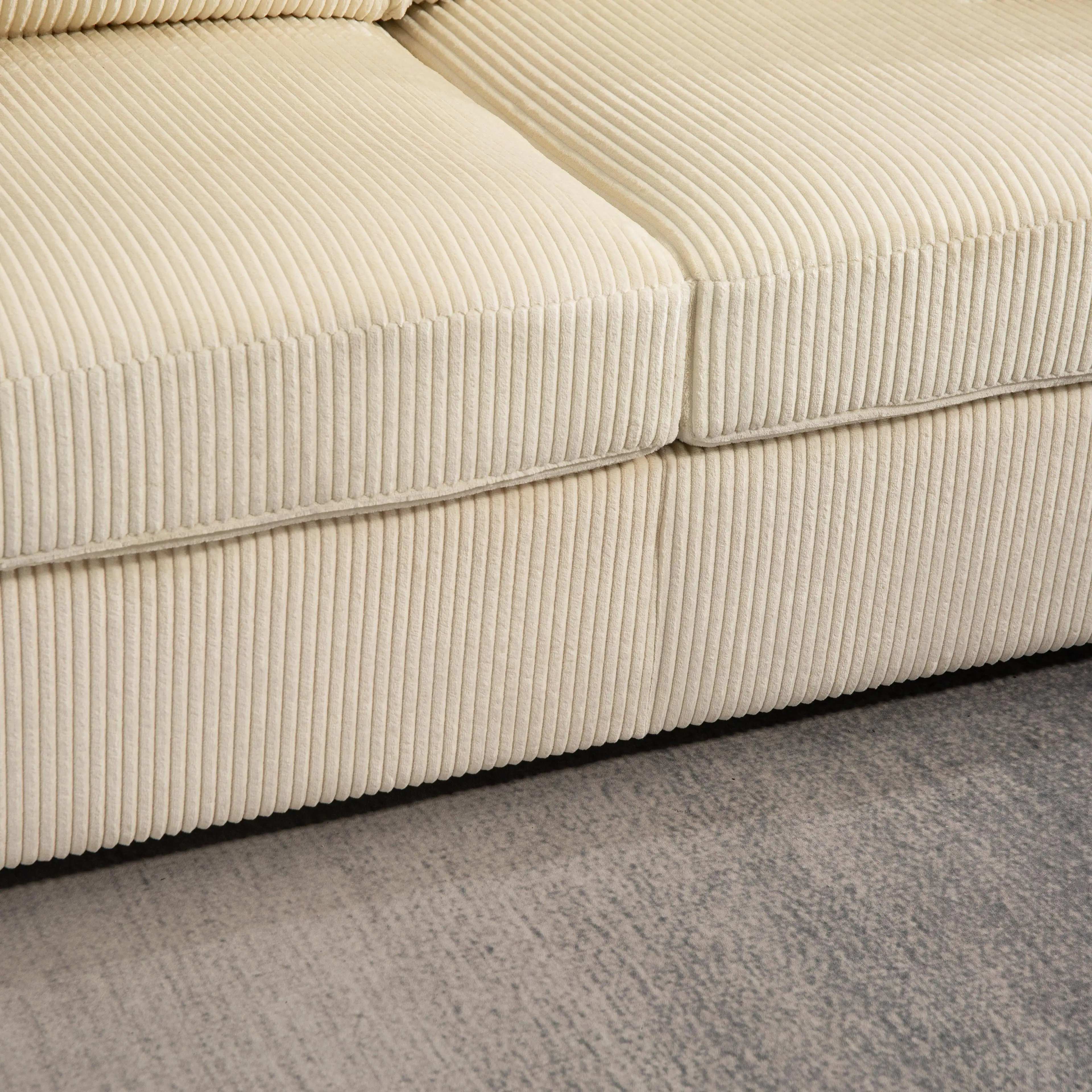 3 Seater Sofa, 83.5" Upholstered Couch, Pocket Spring, Cream White - Image 13