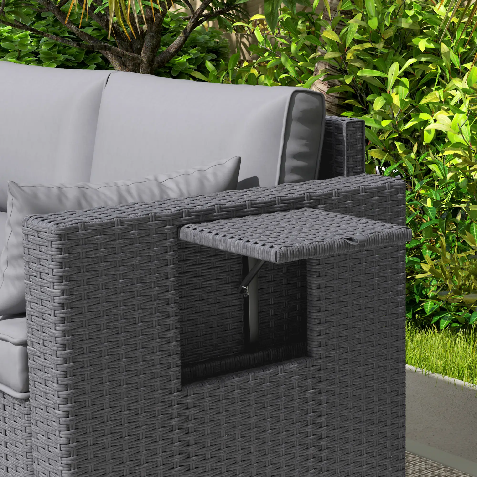 3 Seater Wicker Patio Sofa, 6" Thick Cushions, Deep Seating, Grey - Image 10