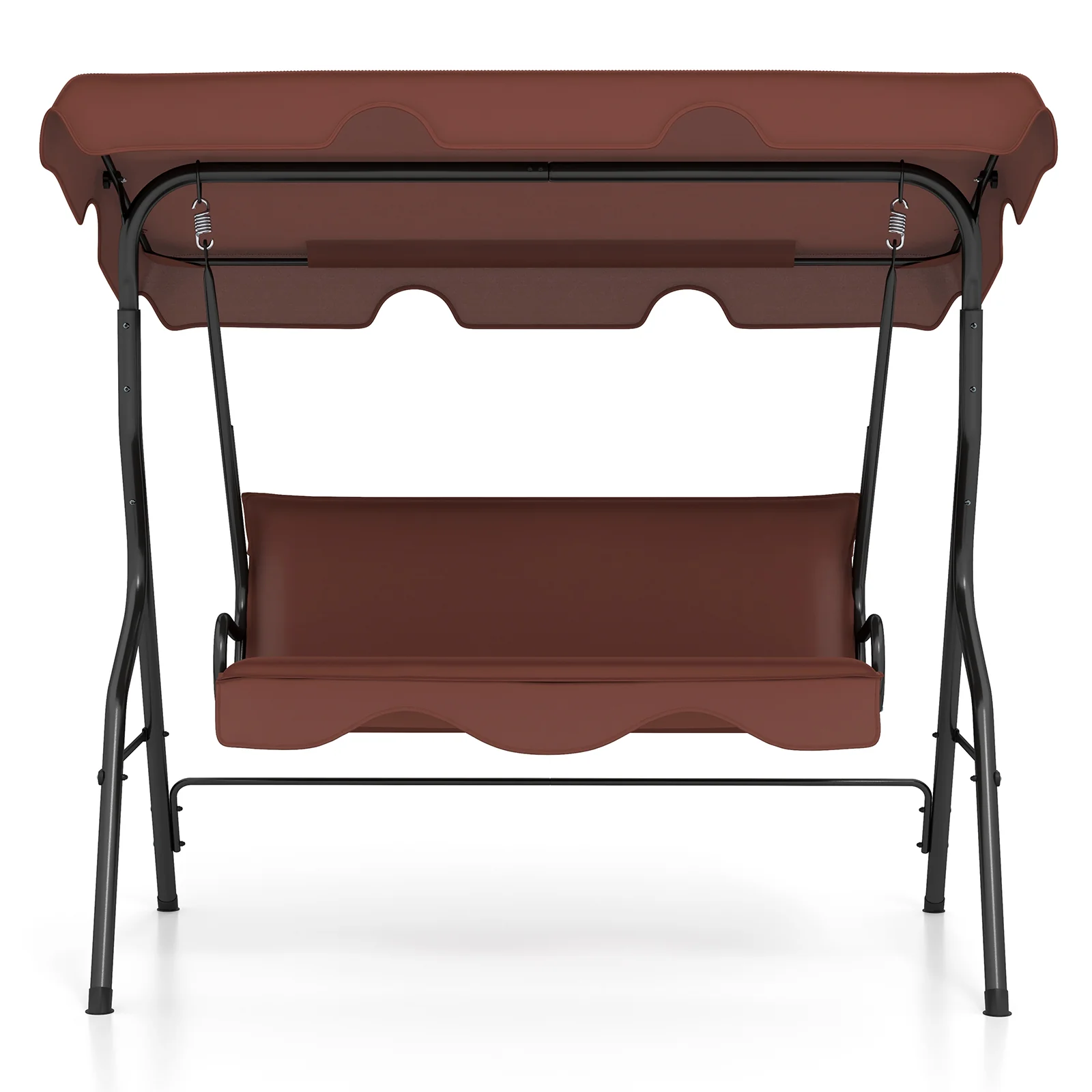 3 Seats Patio Canopy Swing, Brown - Image 4