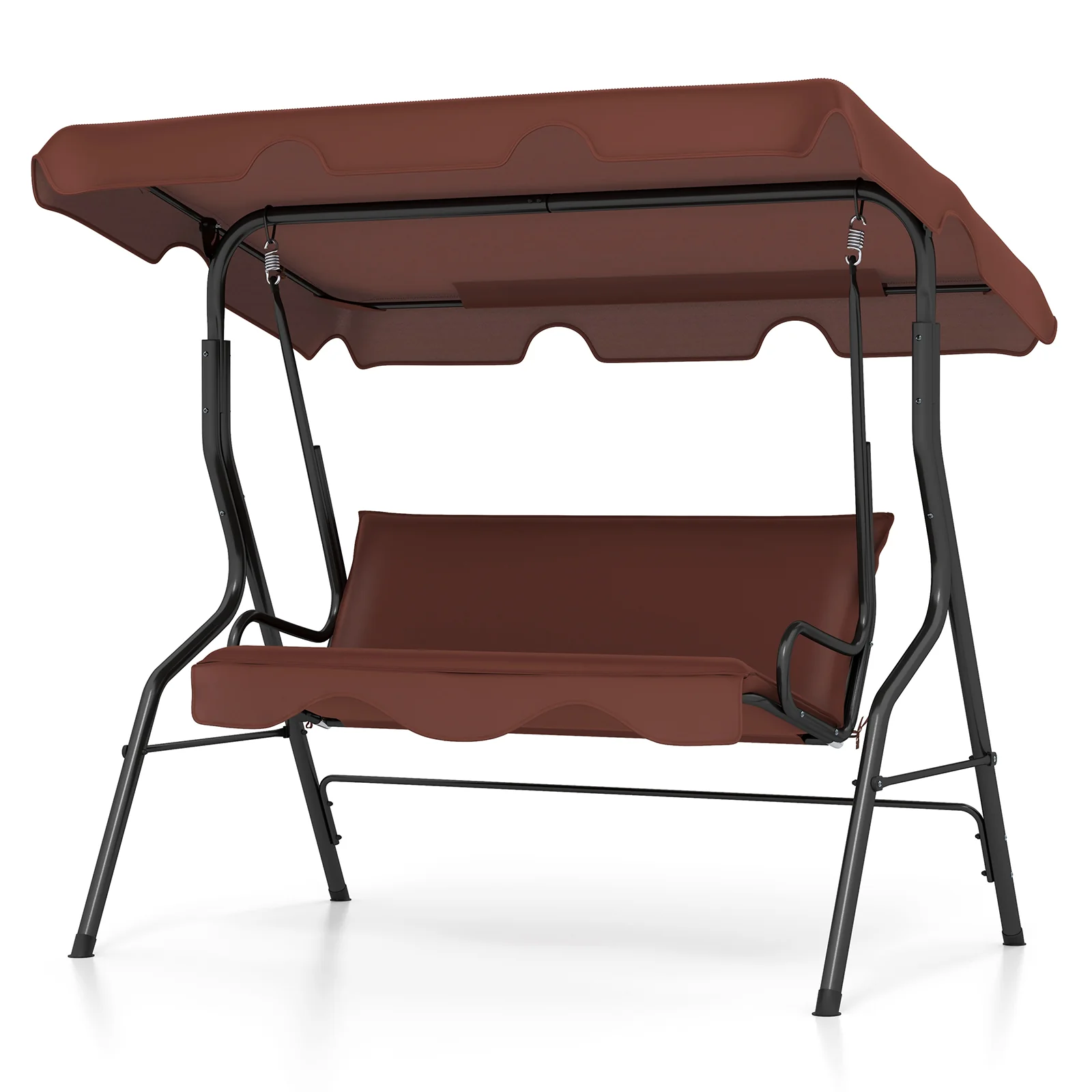 3 Seats Patio Canopy Swing, Brown - Image 5