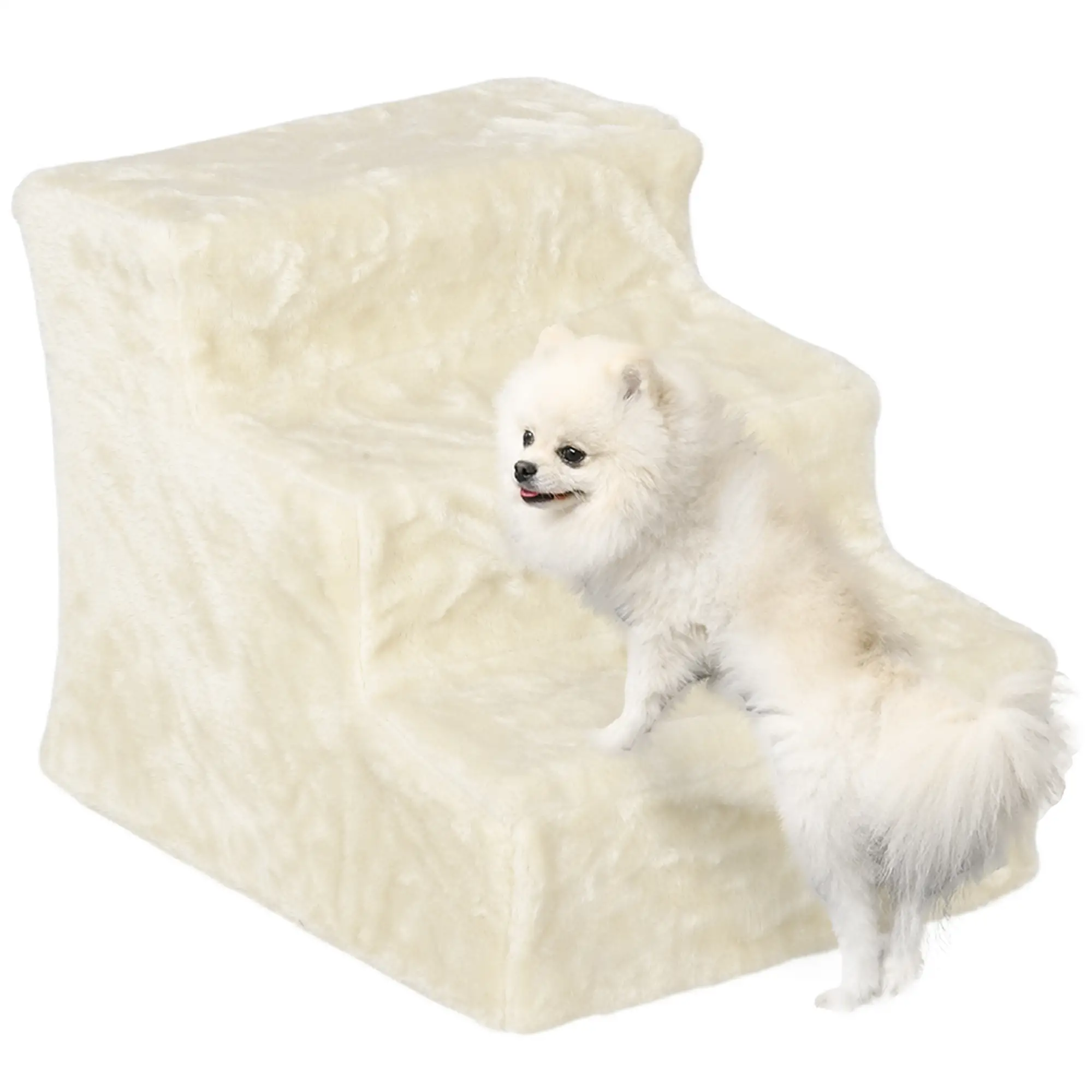 3-Step Dog Ramp for Sofa, Bed, Couch, Removable Cover, Beige - Image 11