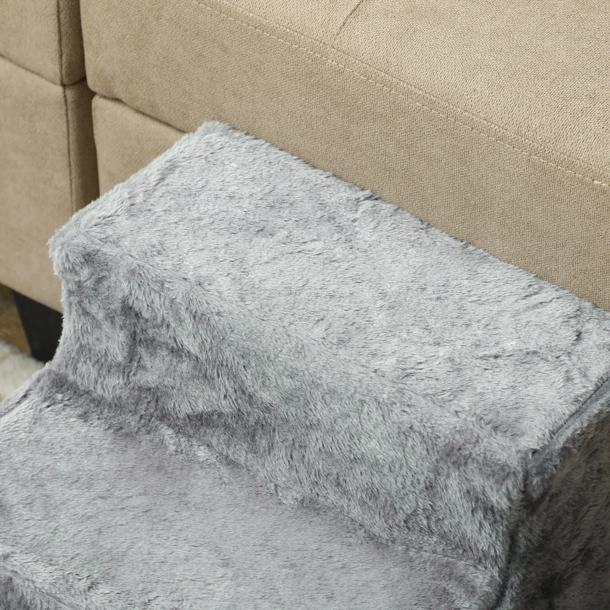 3-Step Dog Ramp for Sofa, Bed, Couch, Removable Cover, Light Grey - Image 10