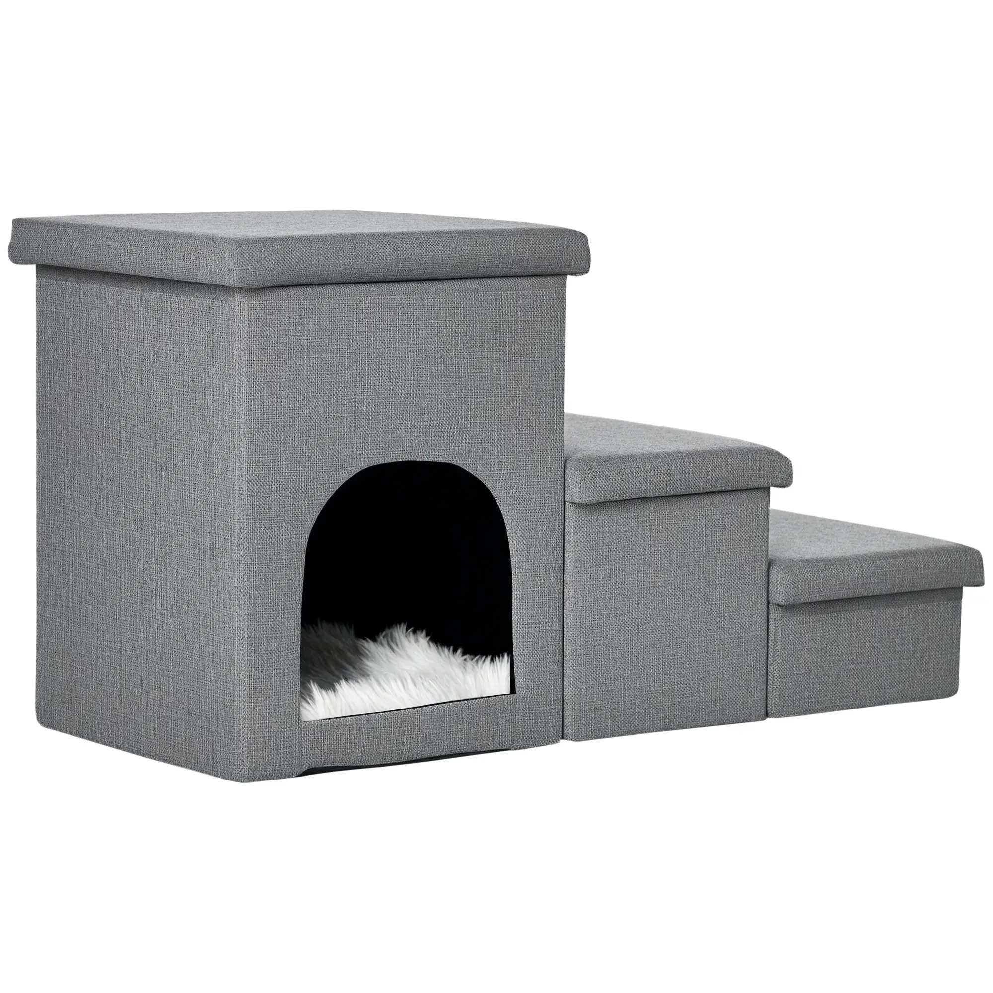 3-Step Dog Ramp with Storage, Washable Plush Cushion