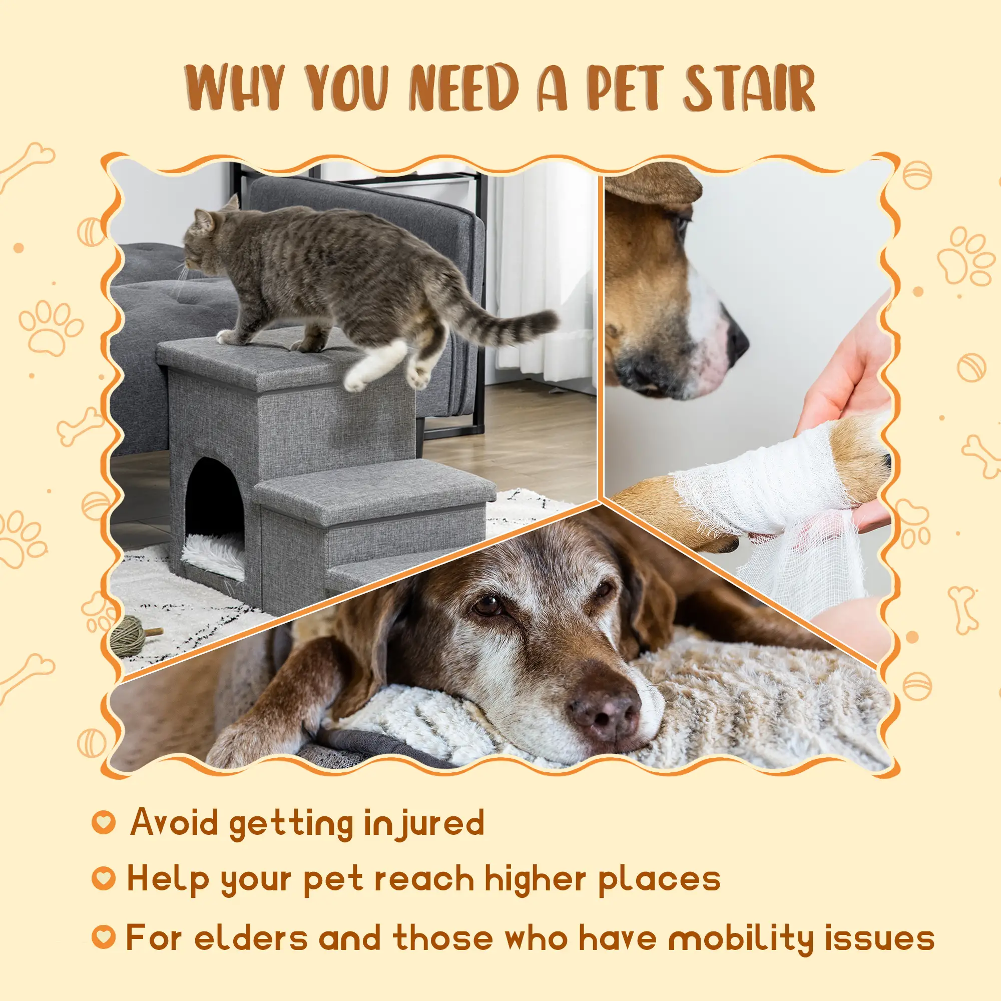 3-Step Dog Ramp with Storage, Washable Plush Cushion - Image 4