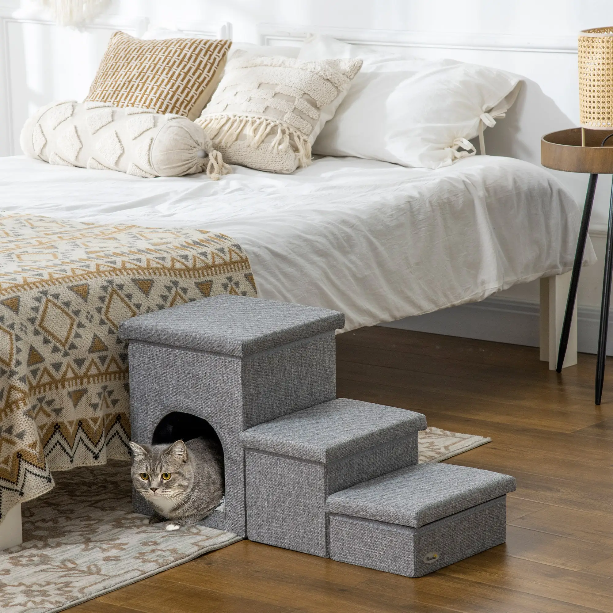3-Step Dog Ramp with Storage, Washable Plush Cushion - Image 8