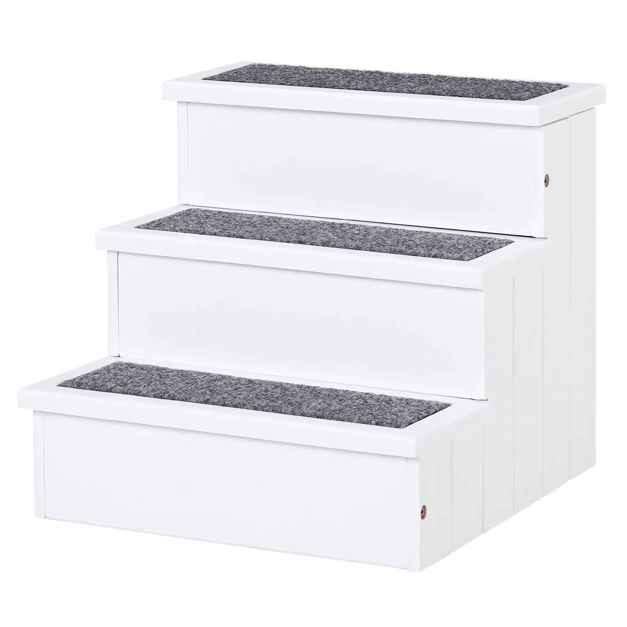 3-Step Dog Stairs For Small Dogs, Wooden Ramp With Storage Box, White - Image 10
