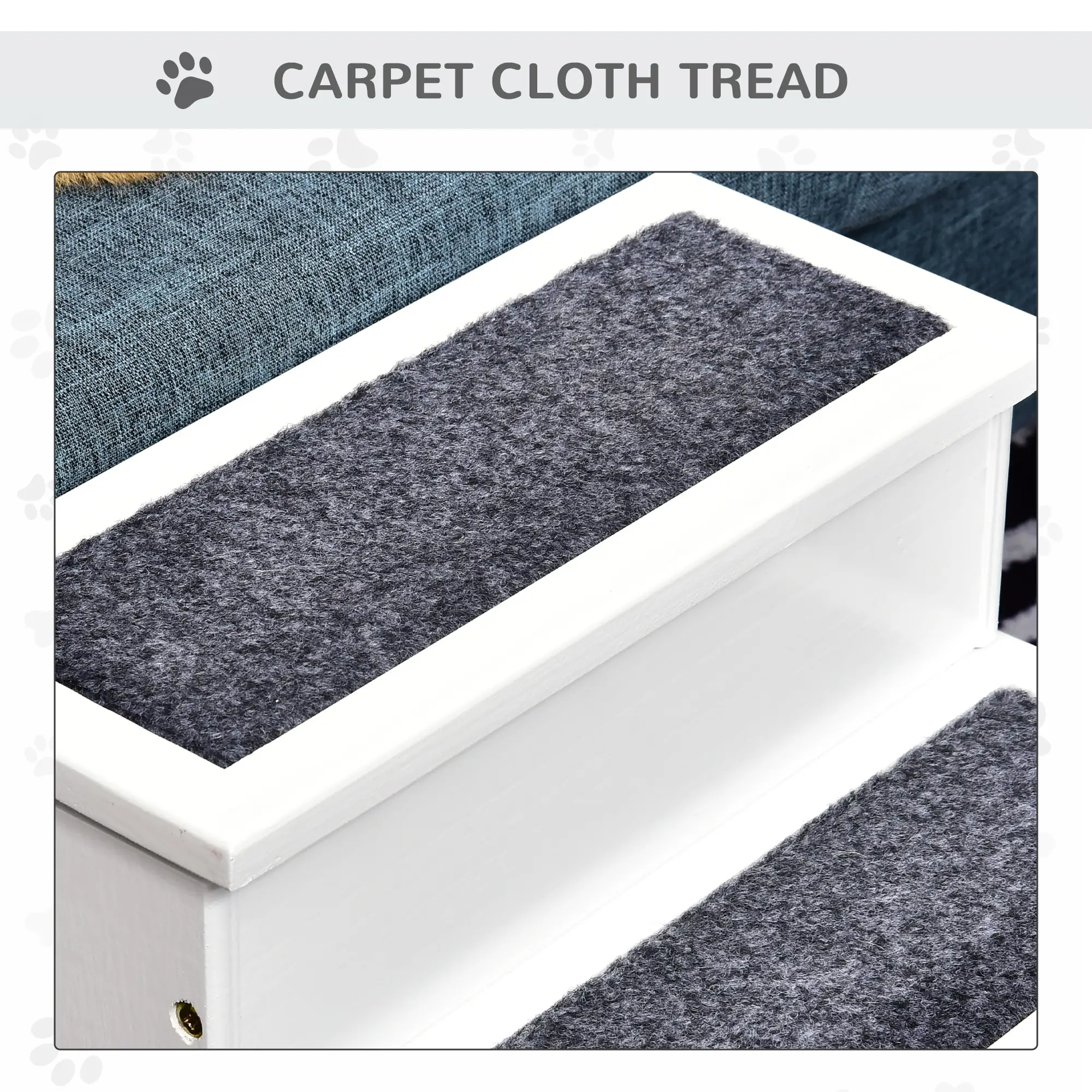 3-Step Dog Stairs For Small Dogs, Wooden Ramp With Storage Box, White - Image 6