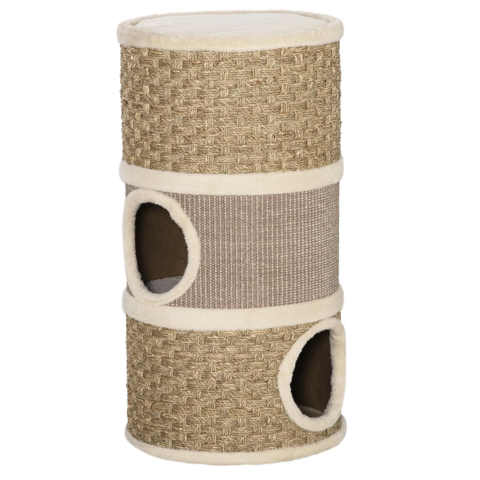 3 Story Cat Condo with Sisal Scratching Surface, 15" x 28", Khaki Brown