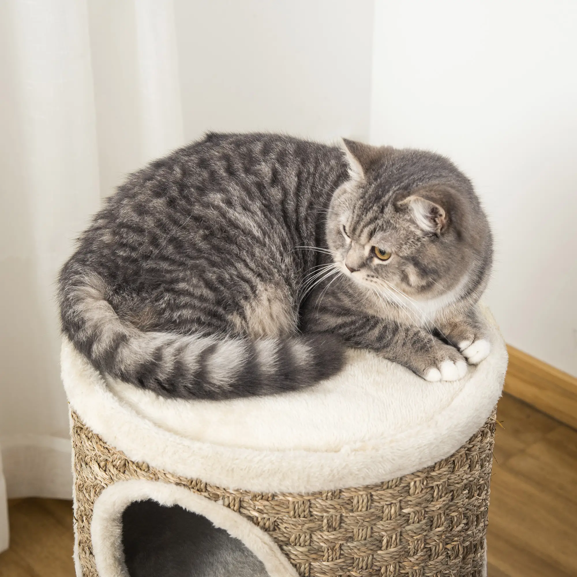 3 Story Cat Condo with Sisal Scratching Surface, 15" x 28", Khaki Brown - Image 9