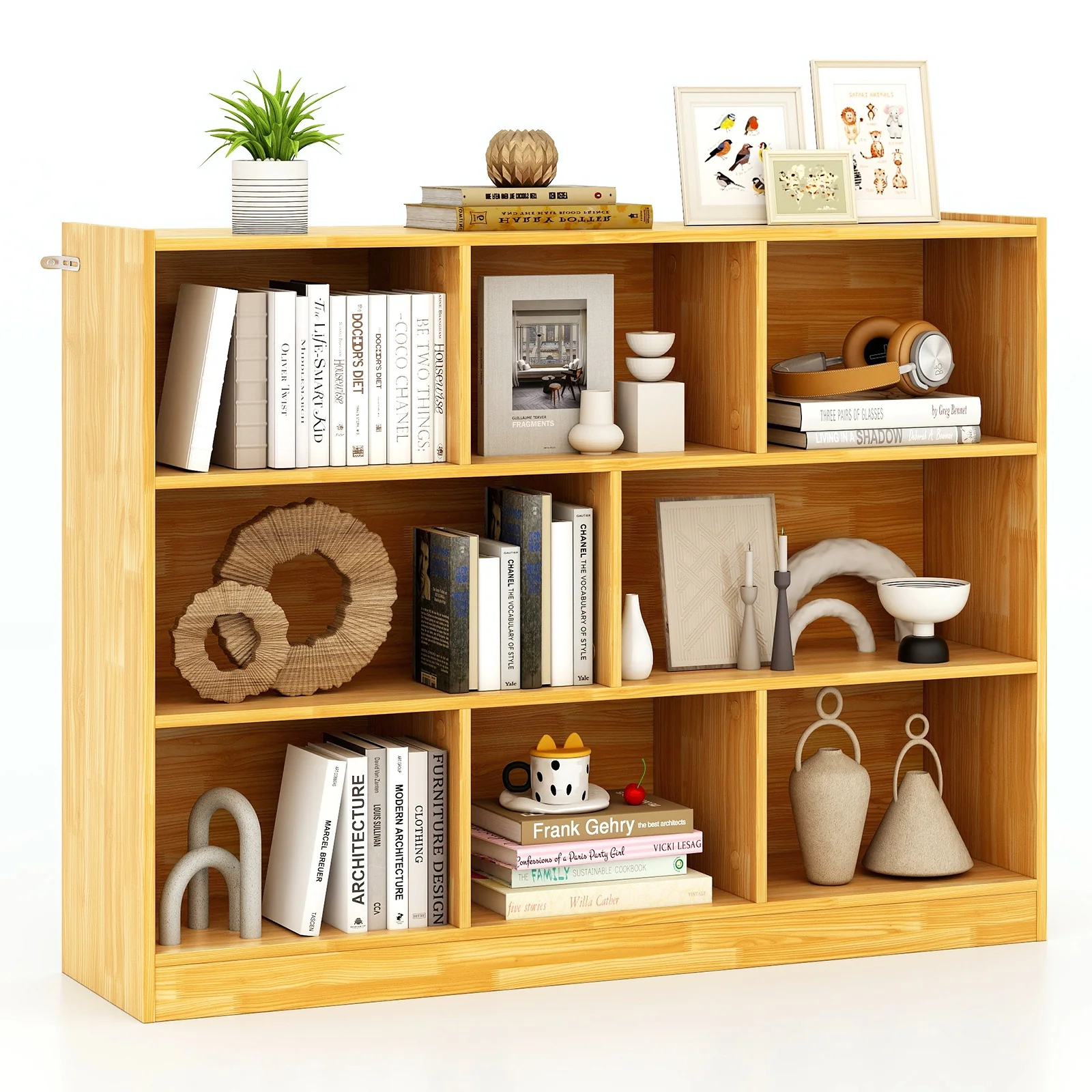 3-Tier 8-Cube Floor Standing Storage Shelves, Yellow - Image 3