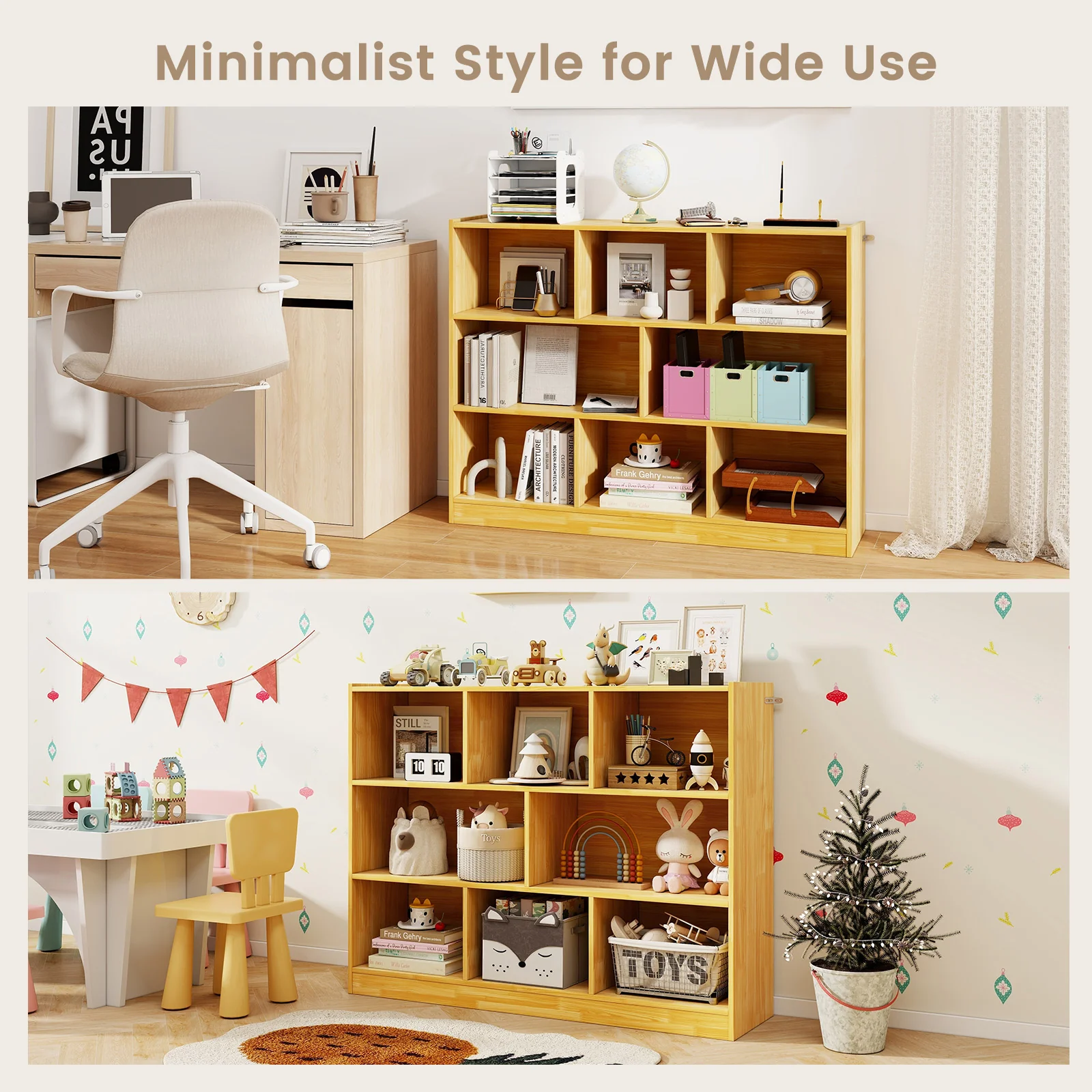 3-Tier 8-Cube Floor Standing Storage Shelves, Yellow - Image 7