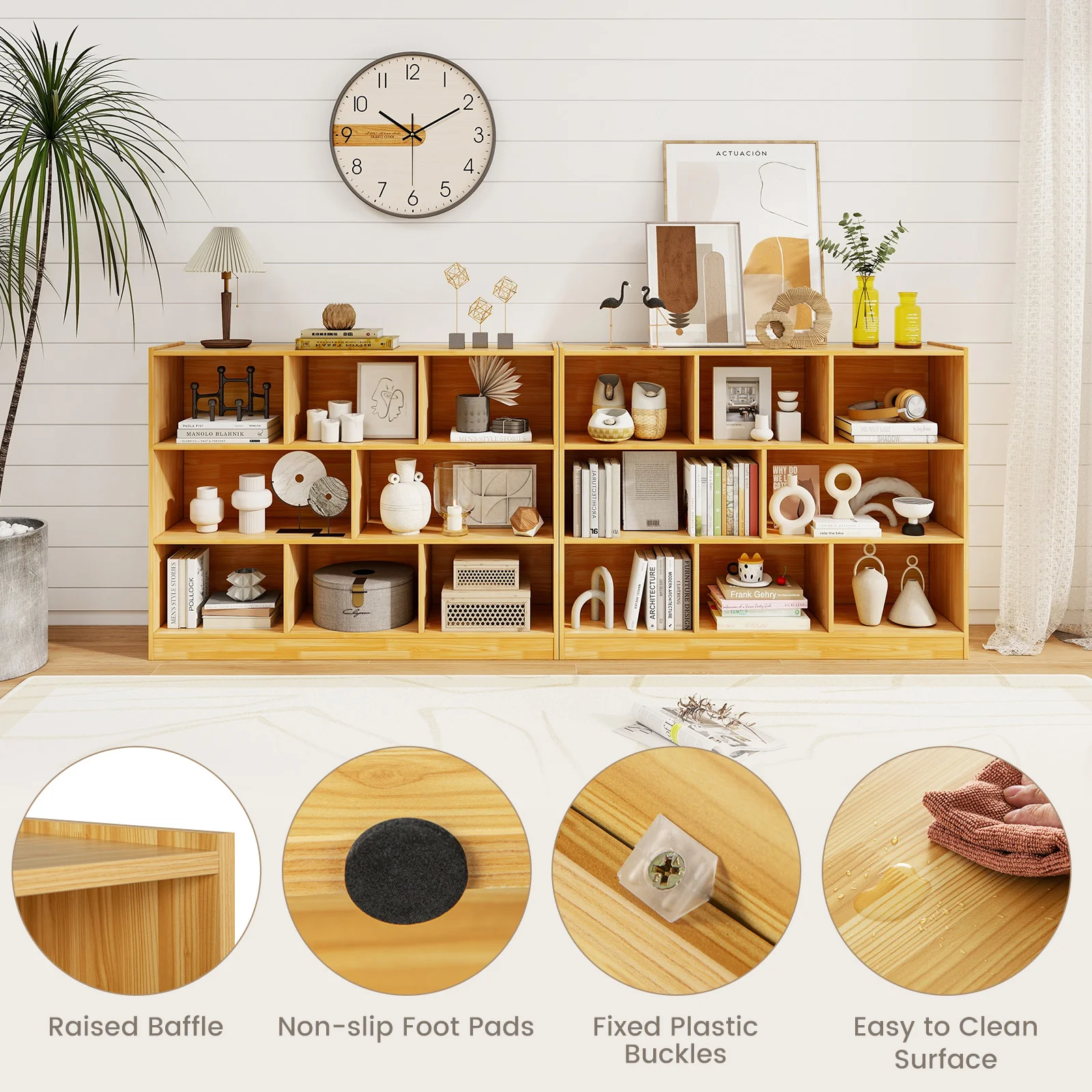 3-Tier 8-Cube Floor Standing Storage Shelves, Yellow - Image 8