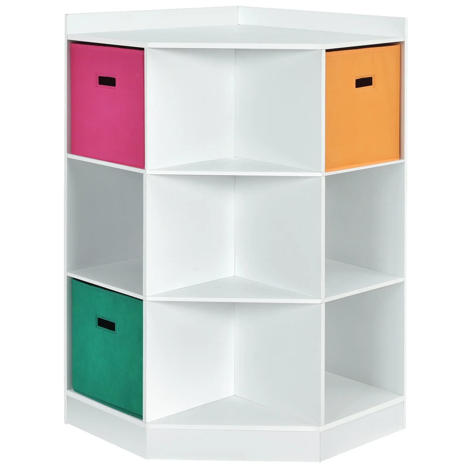3-Tier 9-Cubby Kids Storage Shelf, White