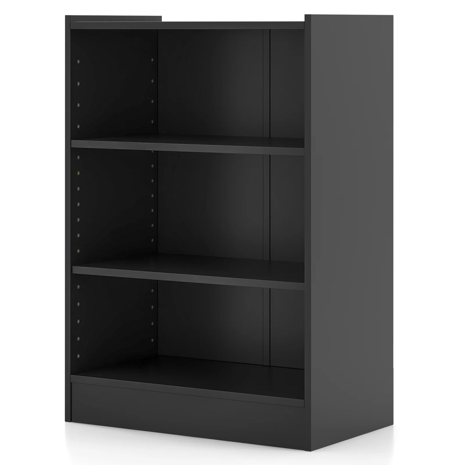 3-Tier Bookcase, Adjustable Shelves, Black - Image 5