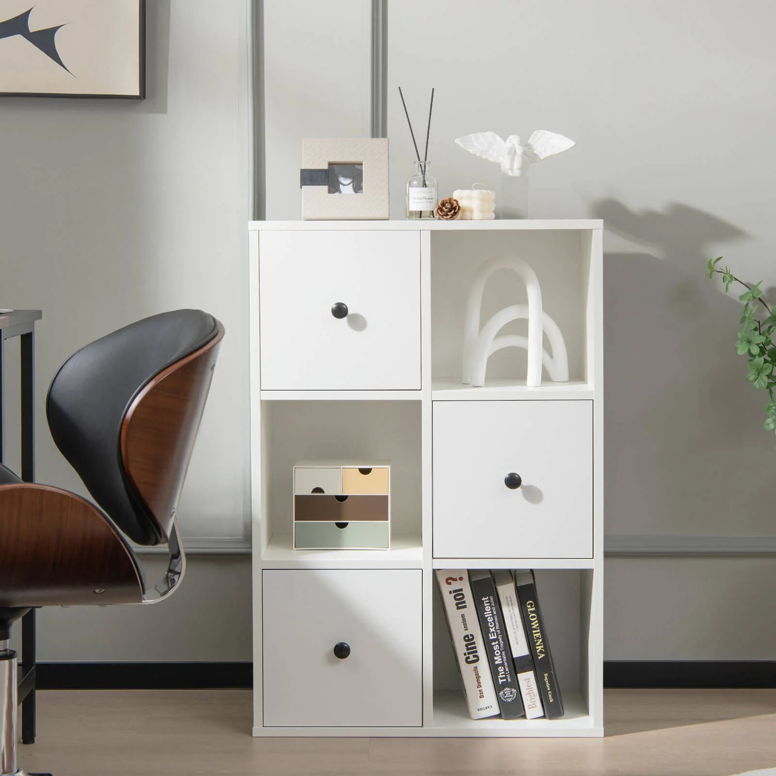 3-Tier Bookshelf, Anti-Toppling Device, White - Image 2