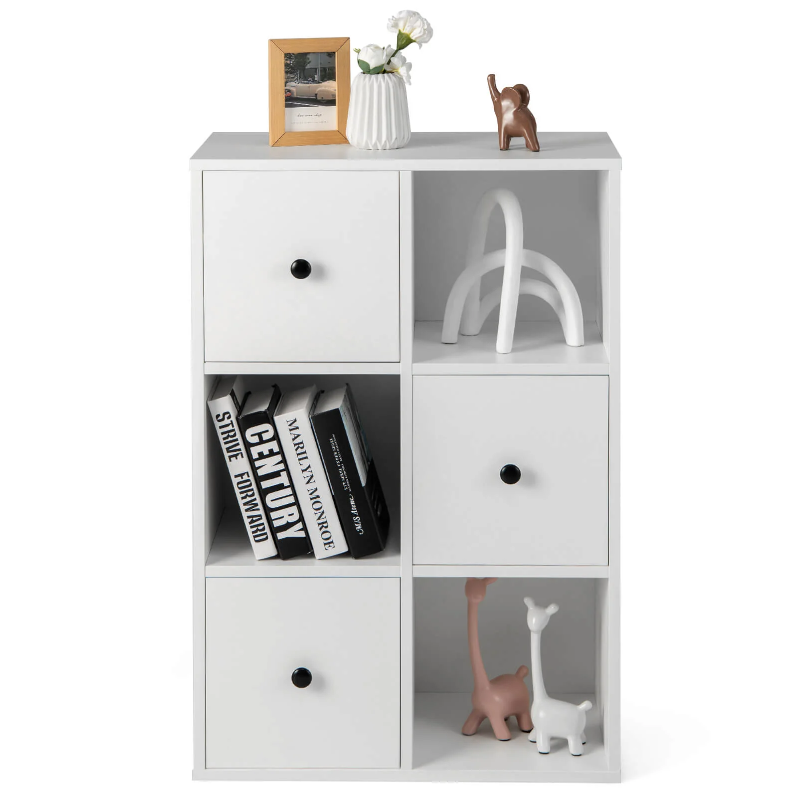 3-Tier Bookshelf, Anti-Toppling Device, White - Image 5