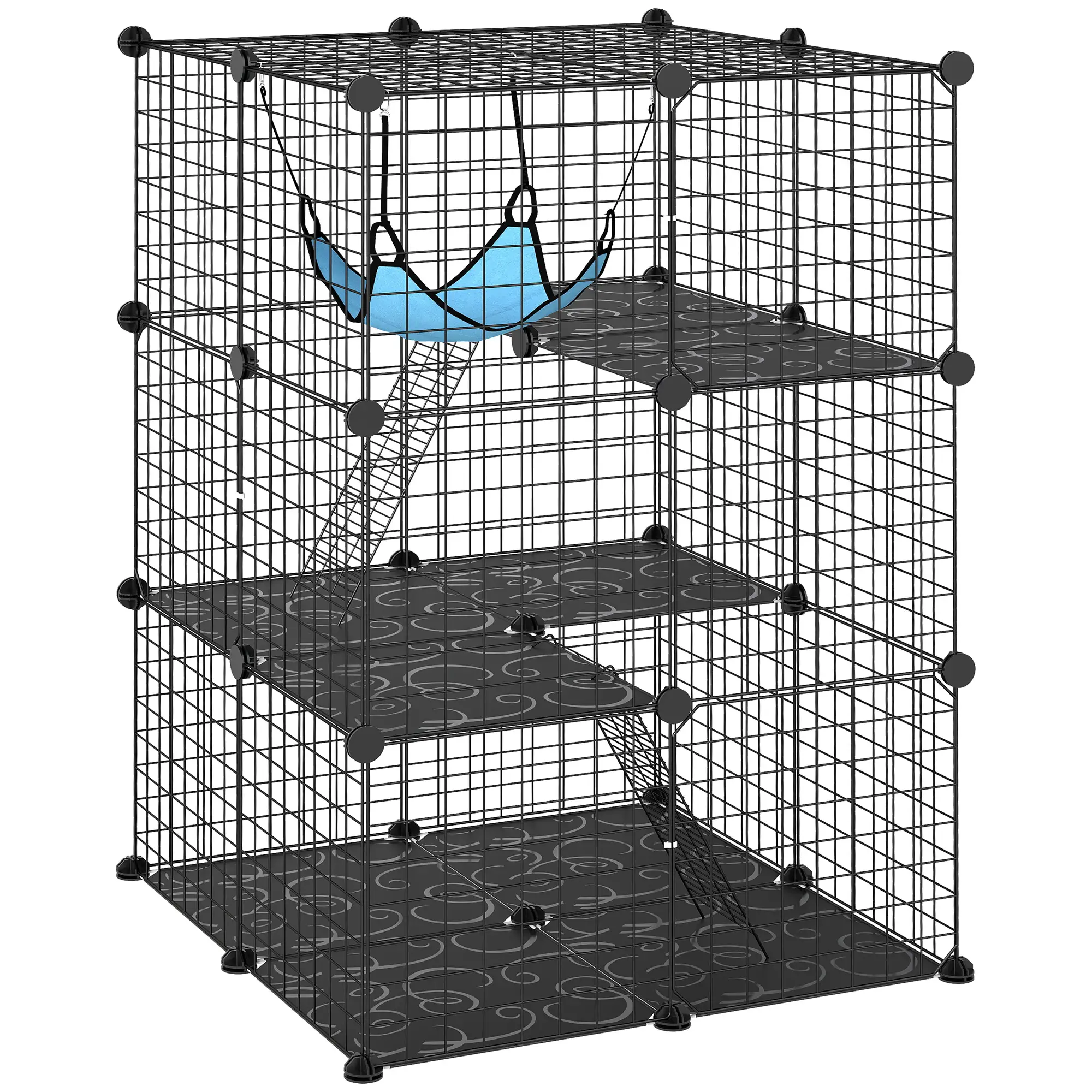 3 Tier Cat Cage Crate, DIY Pet Playpen, Black - Image 11