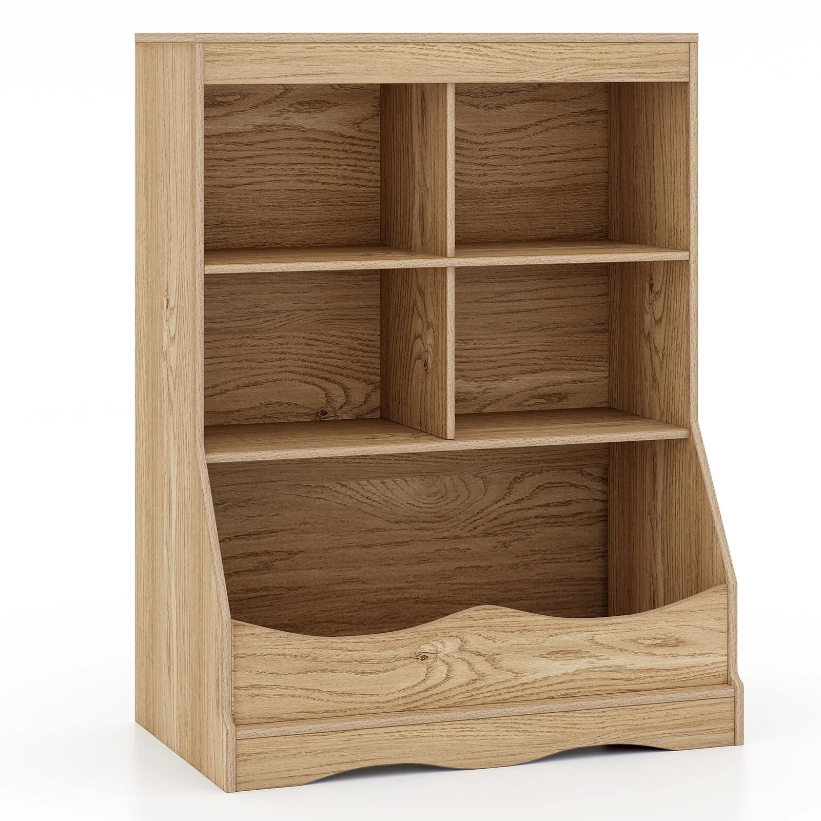 3-Tier Children's Bookcase Toy Storage Cabinet, Natural