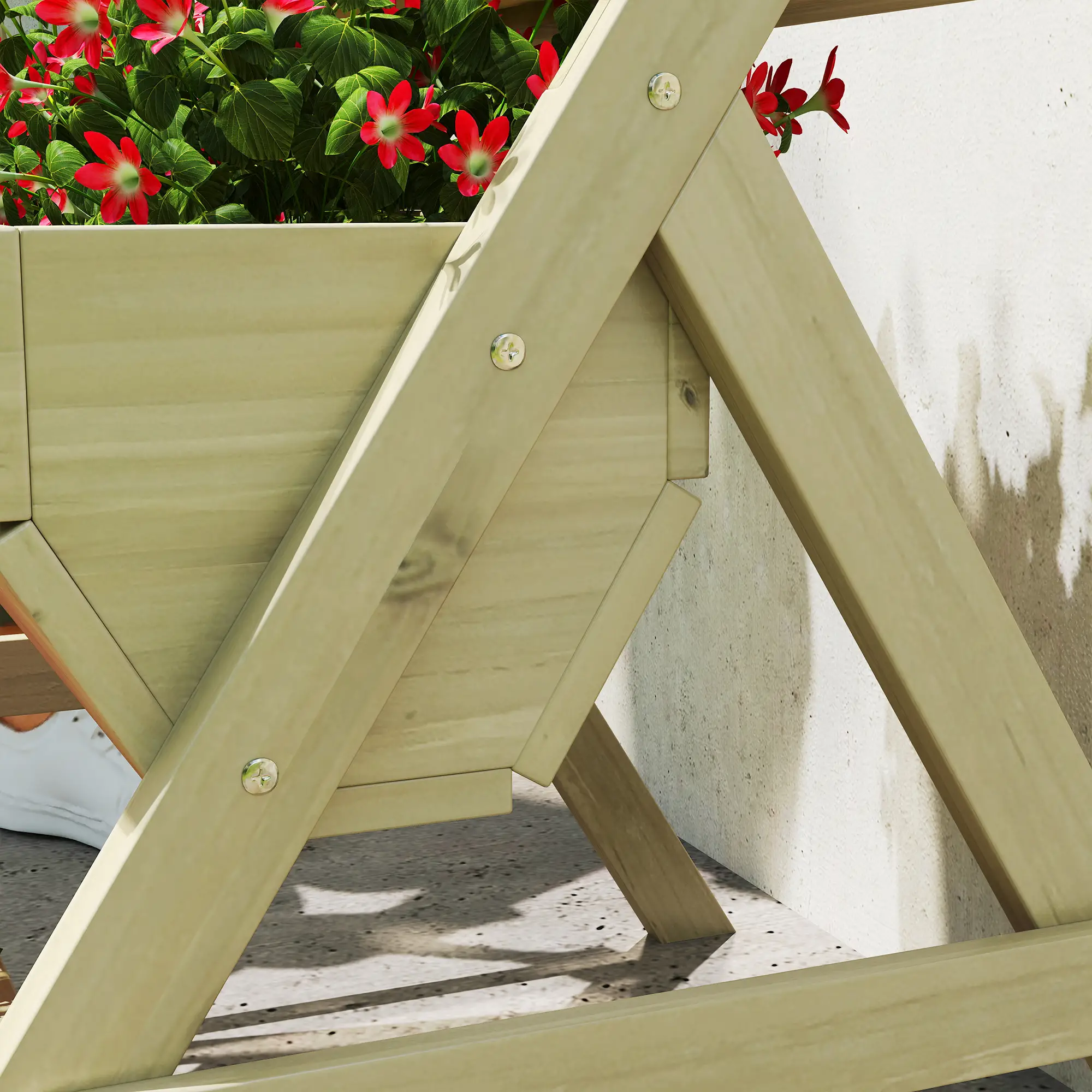 3 Tier Elevated Planter Box, Wooden Raised Garden Bed, 26" x 30" x 30", Green - Image 9